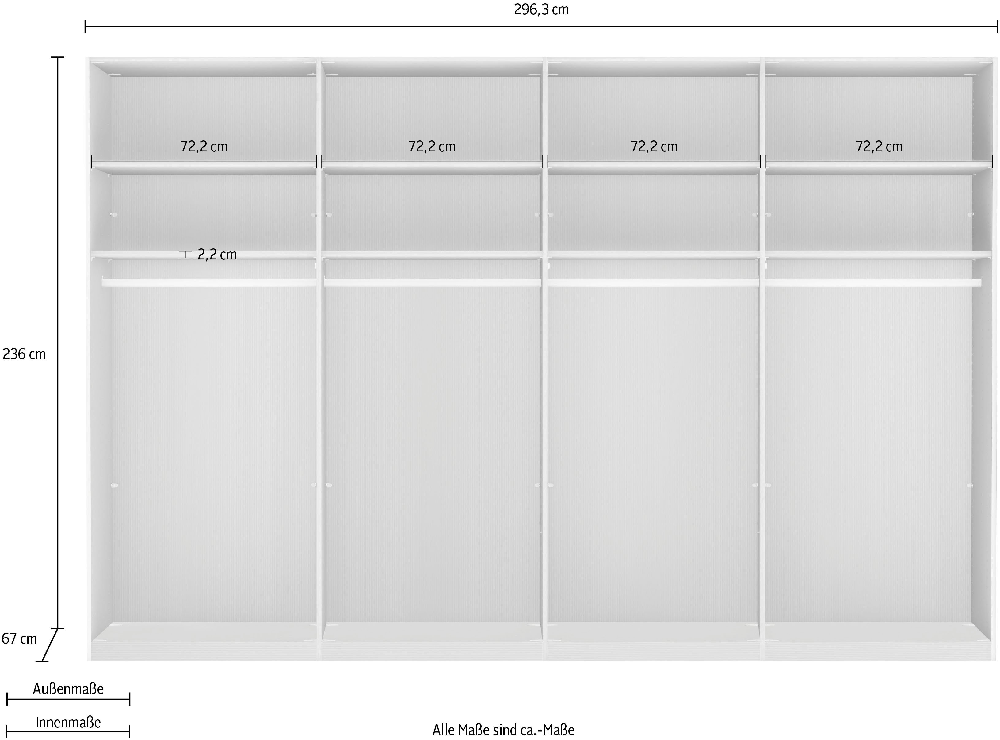 WIEMANN Zweefdeurkast Monaco hoogwaardig glas- en spiegelfront