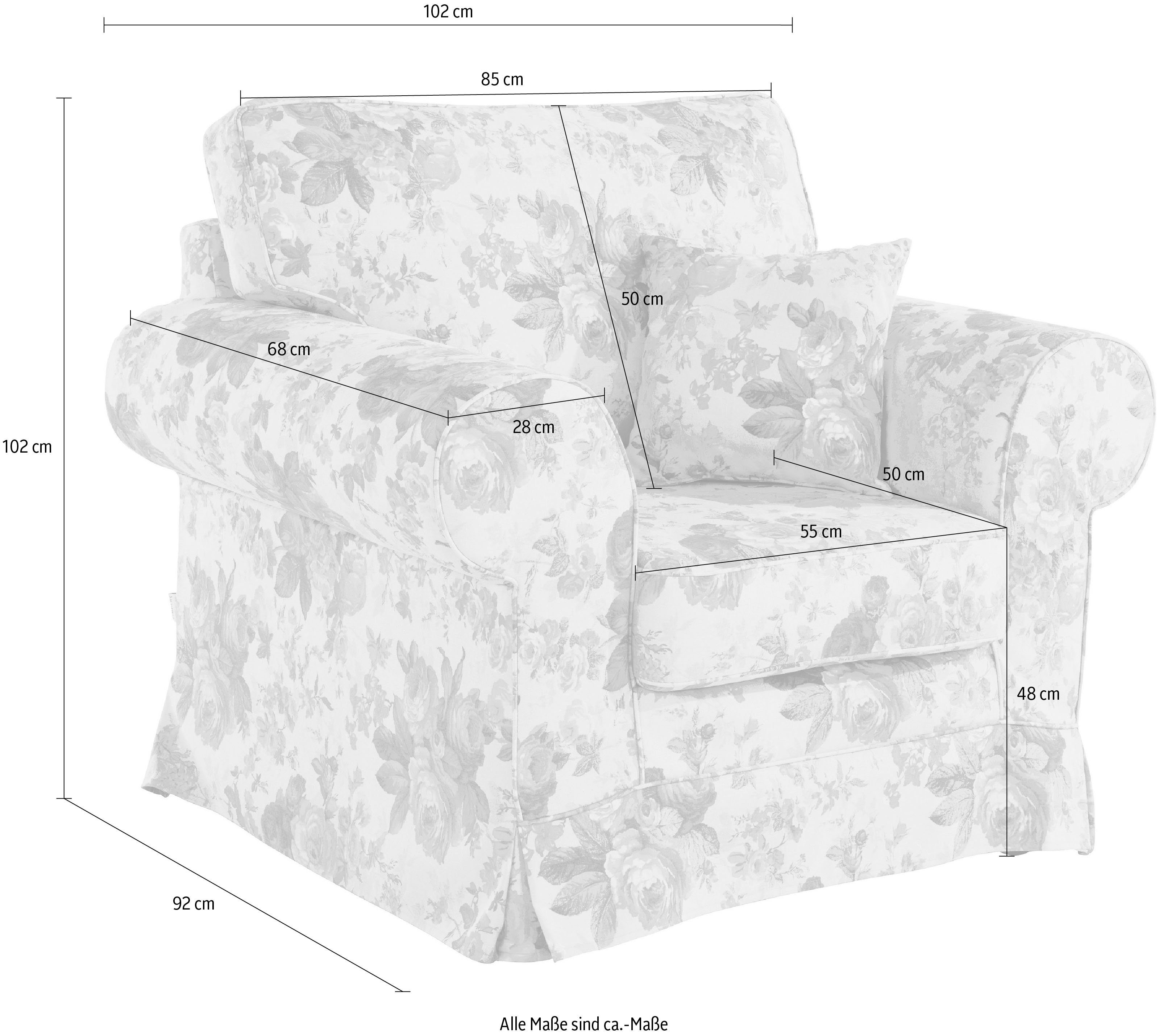Home affaire Fauteuil Shadmoor Hoezen-look, in uni of met bloemenprint, passend bij de Shadmoor-serie