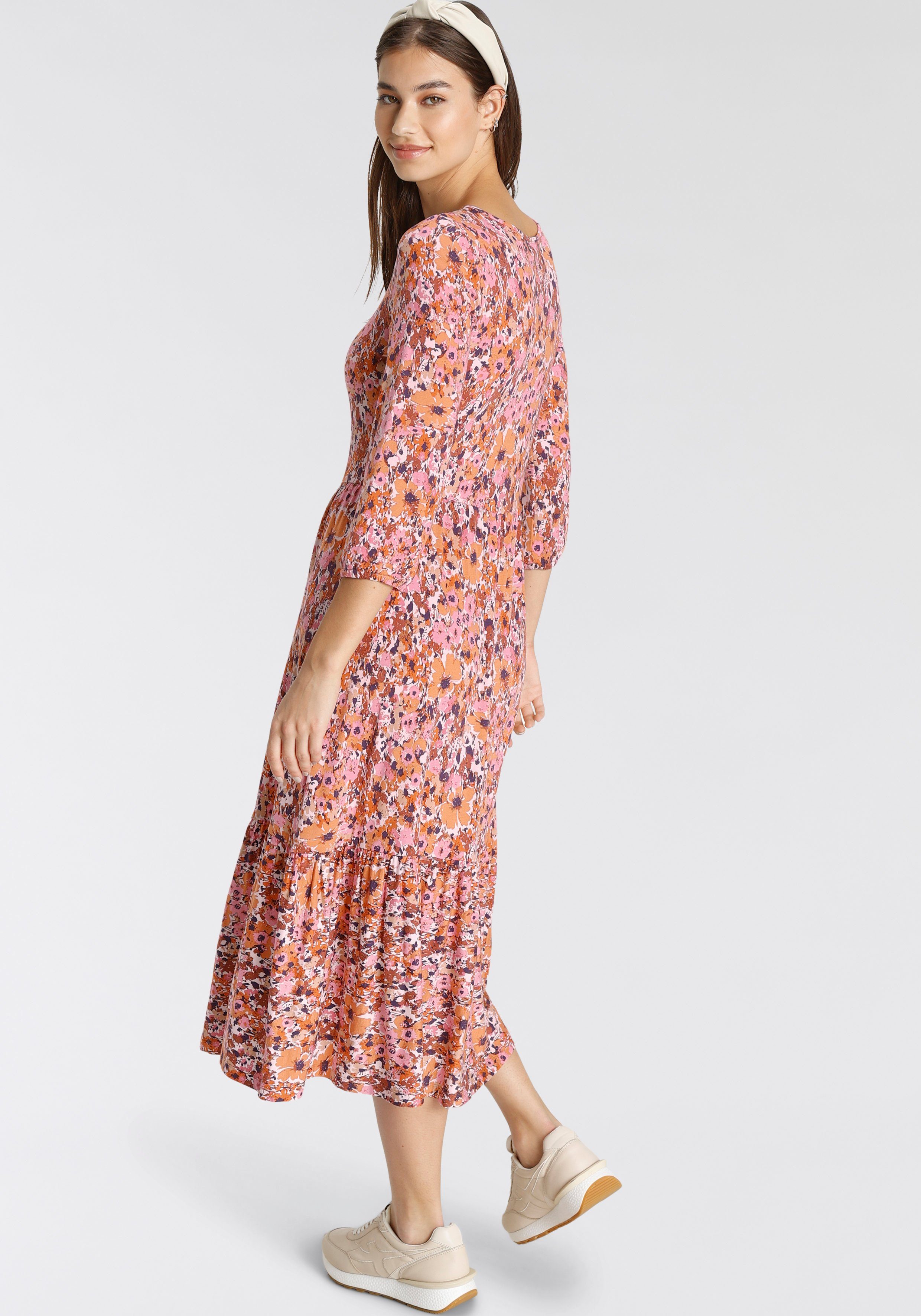 Tamaris Midi-jurk met mooie all-over print nieuwe collectie