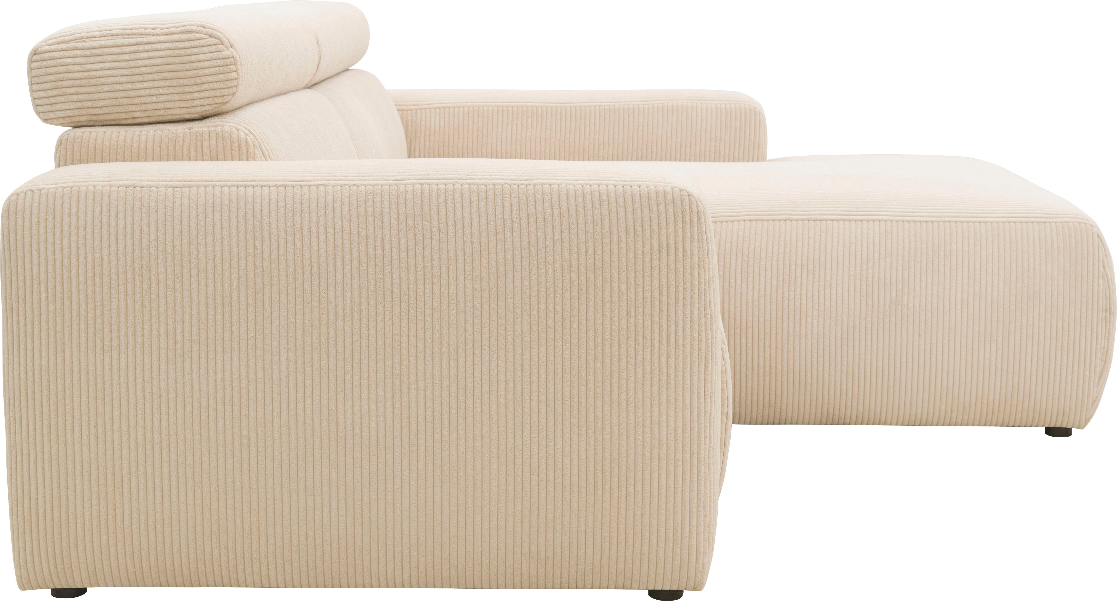 DOMO collection Hoekbank Brandon, incl. Hoofdsteunverstelling, B/D/H: 214/100/80 cm, L-Vorm