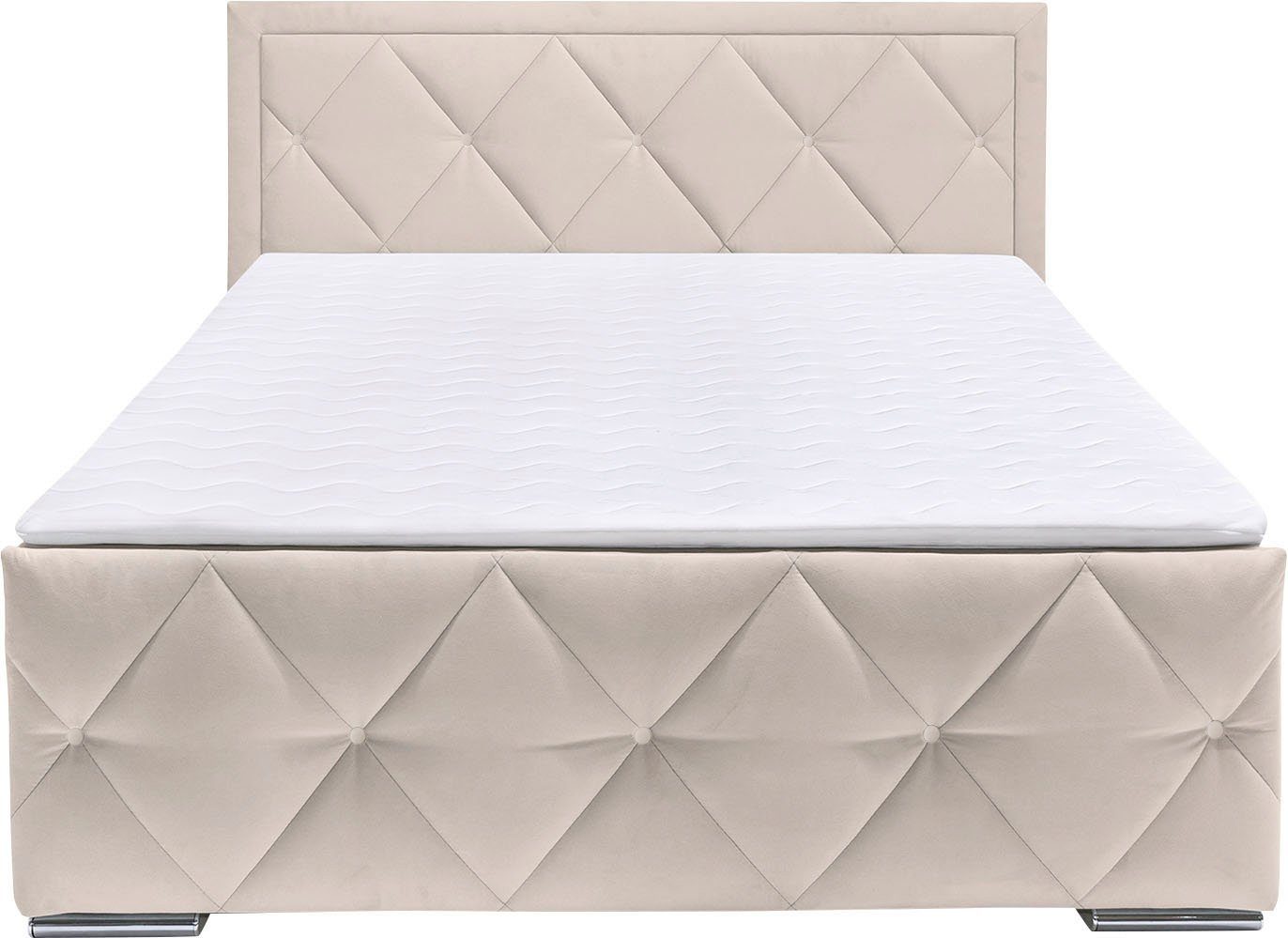 Leonique Boxspring Alfie, bestseller! Inclusief bedlade & topper Optioneel met knoopstiksels of strassstenen, H2, H3 en H4 verkrijgbaar