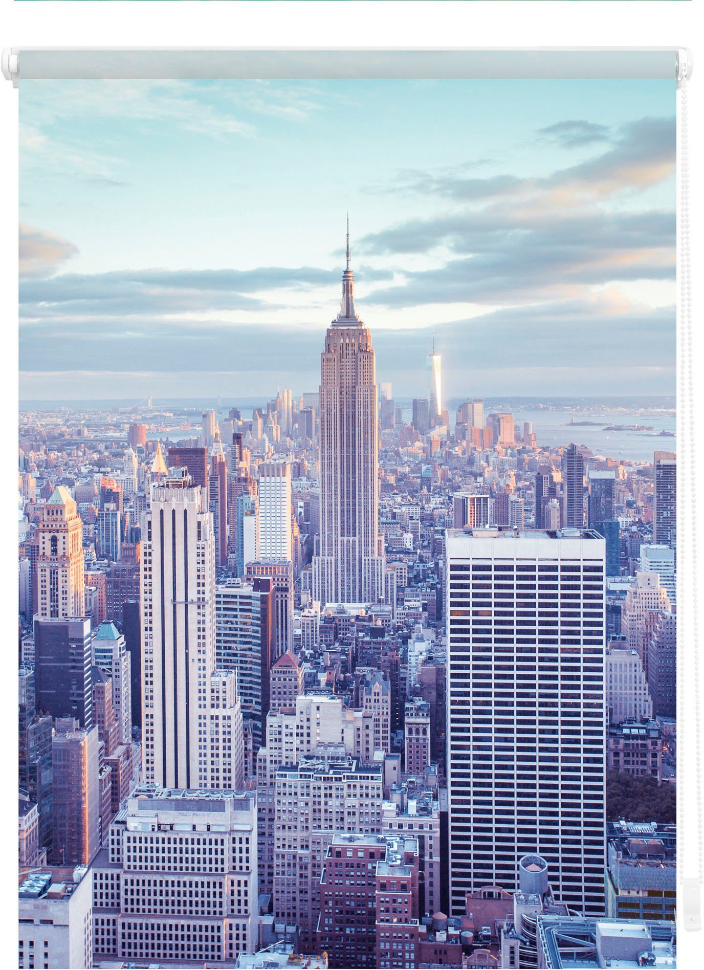LICHTBLICK Rolgordijn met zijbediening Rolgordijn Klemmfix, zonder boren, verduistering, New York - blauw (1 stuk)