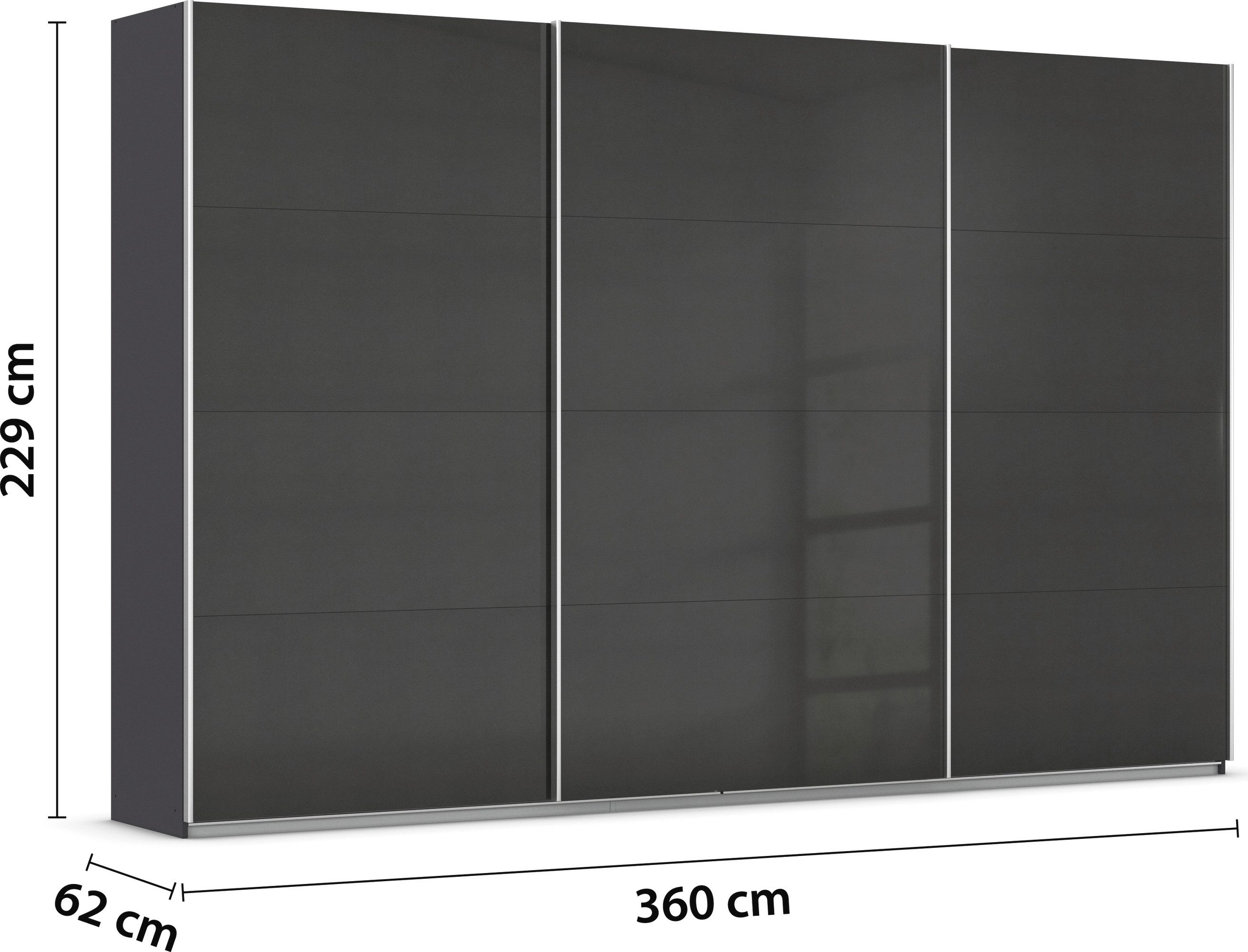 rauch Schuifdeurkast Kledingkast kast garderobe AGORDO met decor- of hoogglansfront doordachte binnenuitrusting, in 4 breedtes en 2 hoogtes made in germany