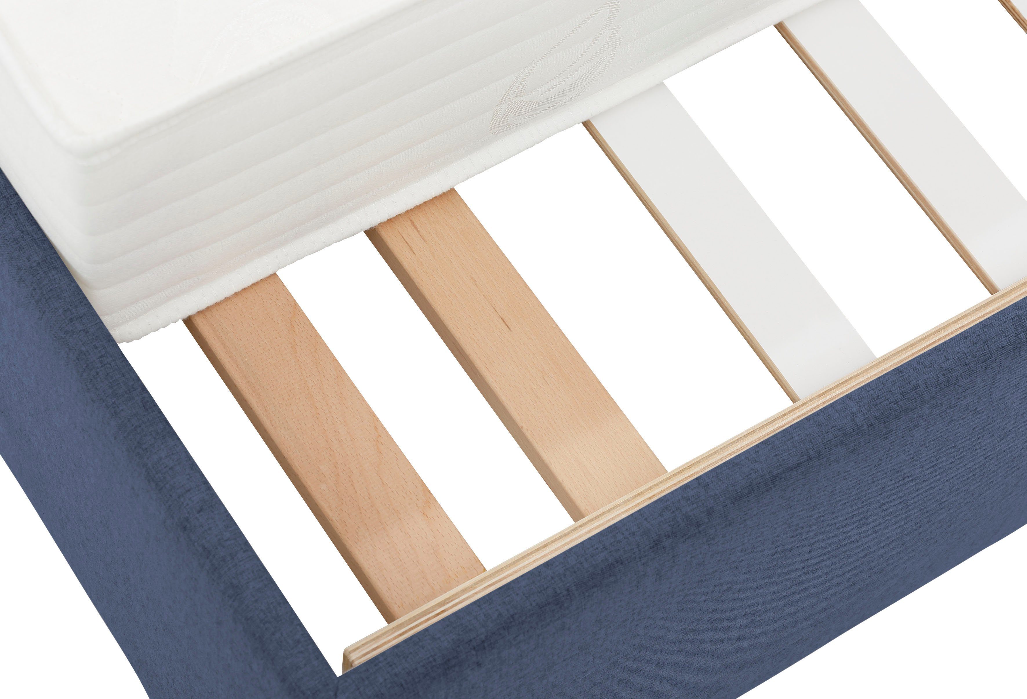 Lüttenhütt Gestoffeerd bed Endres met bedkist, naar keuze zonder matras/lattenbodem of incl. matras