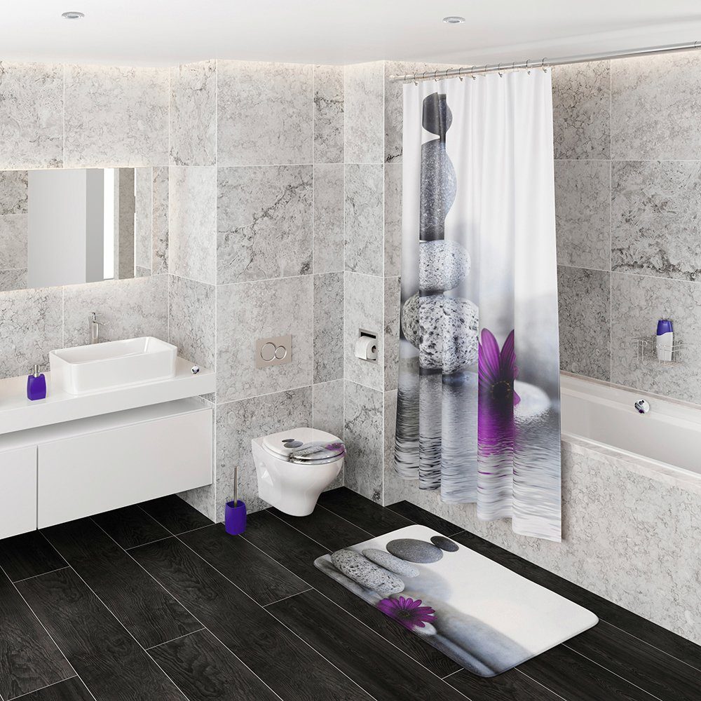 Sanilo Set badkameraccessoires Energy Stones bestaand uit toiletzitting, badmat en wastafelplug (complete set, 3-delig)