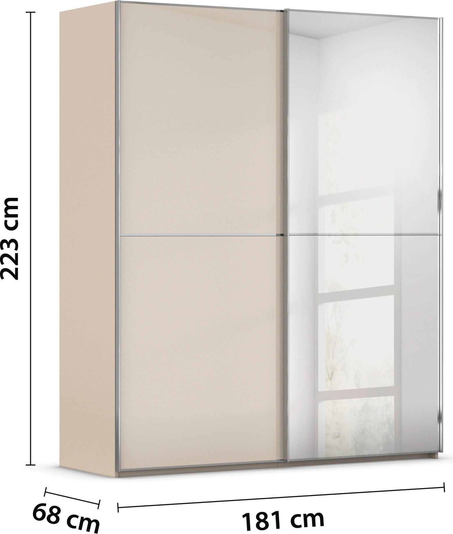rauch Schuifdeurkast Kledingkast Kast Garderobe Slaapkamerkast SCALE-DUO edel tweedelige deuren spiegel/glas-mix 3 sierlijsten made in germany