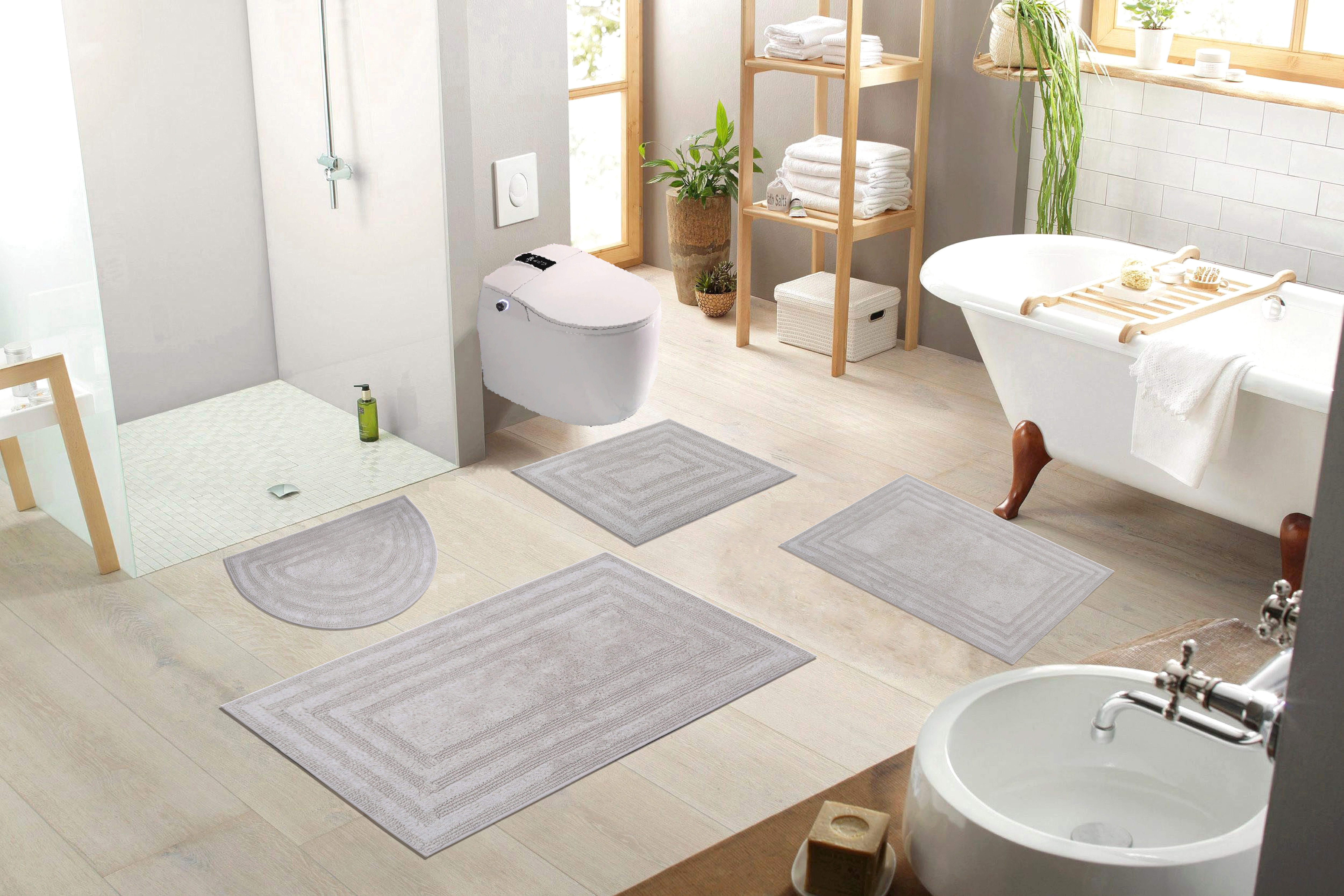 my home Badmat Inga, lijst, badmat, badkamer tapijt 100% katoen, hoog-laag-effect, zacht, drogerbestendig (1 stuk)