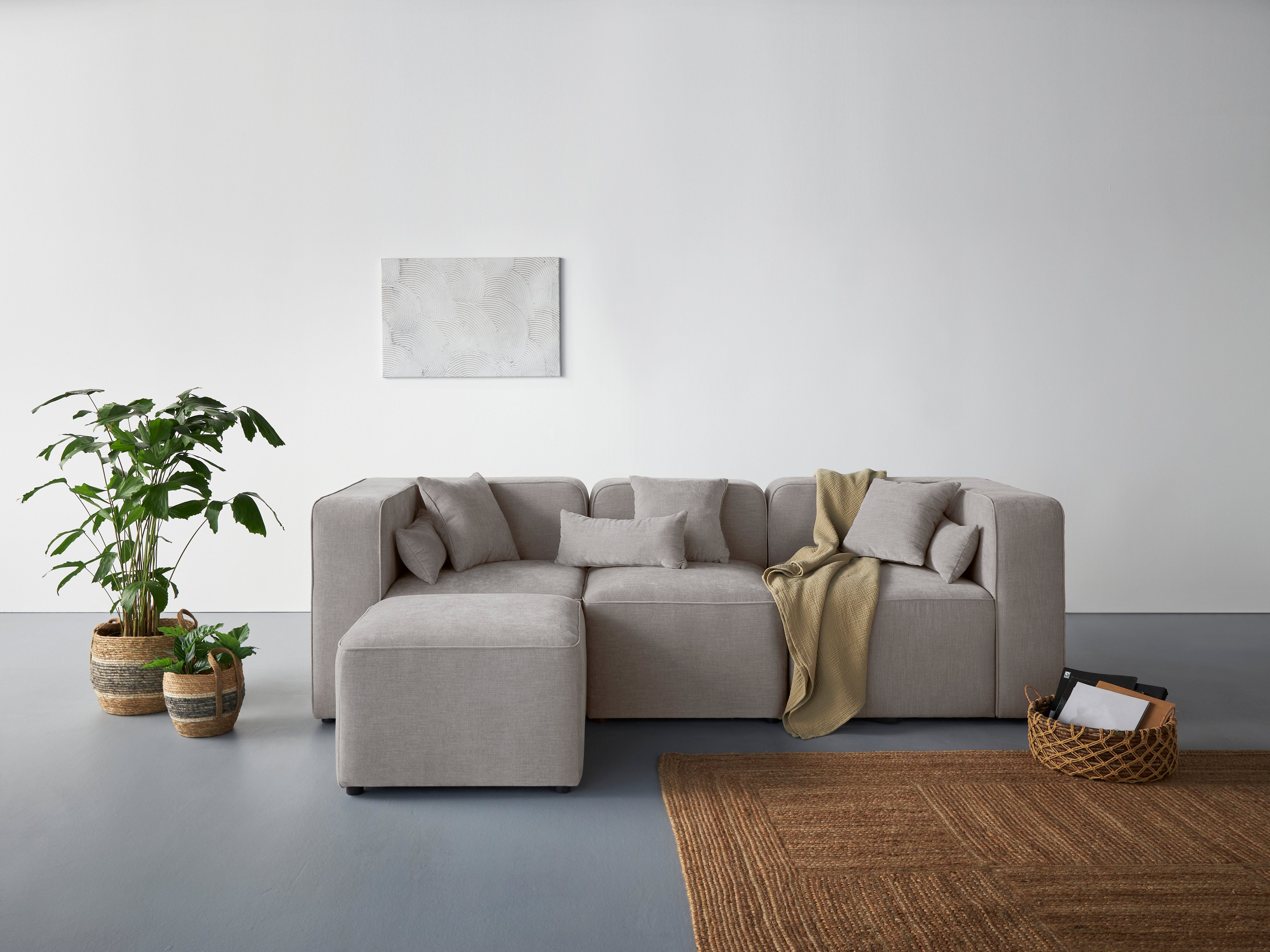 andas 3-zitsbank Sundstrup L-vorm Moduleserie, individuele samenstelling grijs, 3-zitsbanken