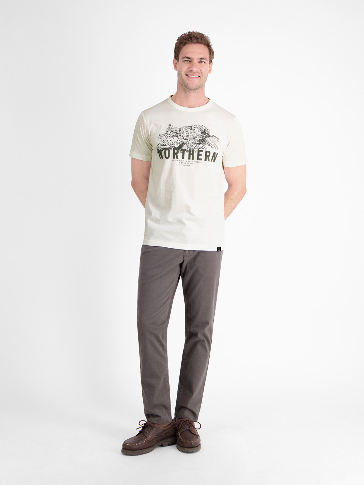 Lerros T-shirt LERROS Effen T-shirt met borstprint