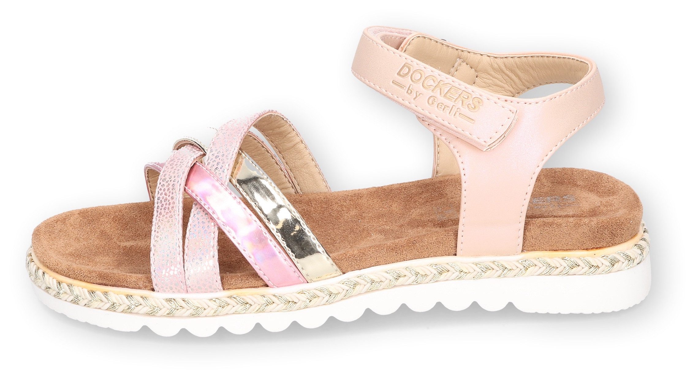 Dockers by Gerli Sandalen , sleehaksandaal, klittenbandschoen, glittersandaal met vlecht-details
