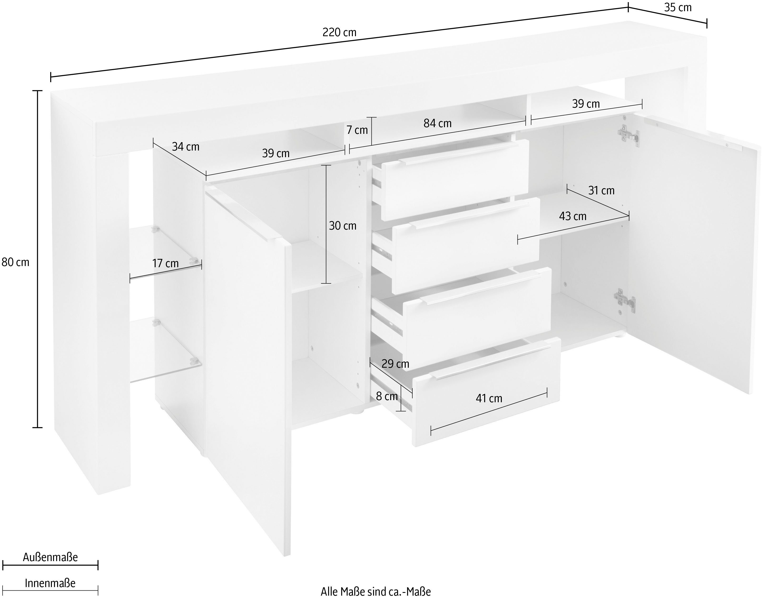 borchardt Möbel Dressoir Lima (192 of 220 cm)