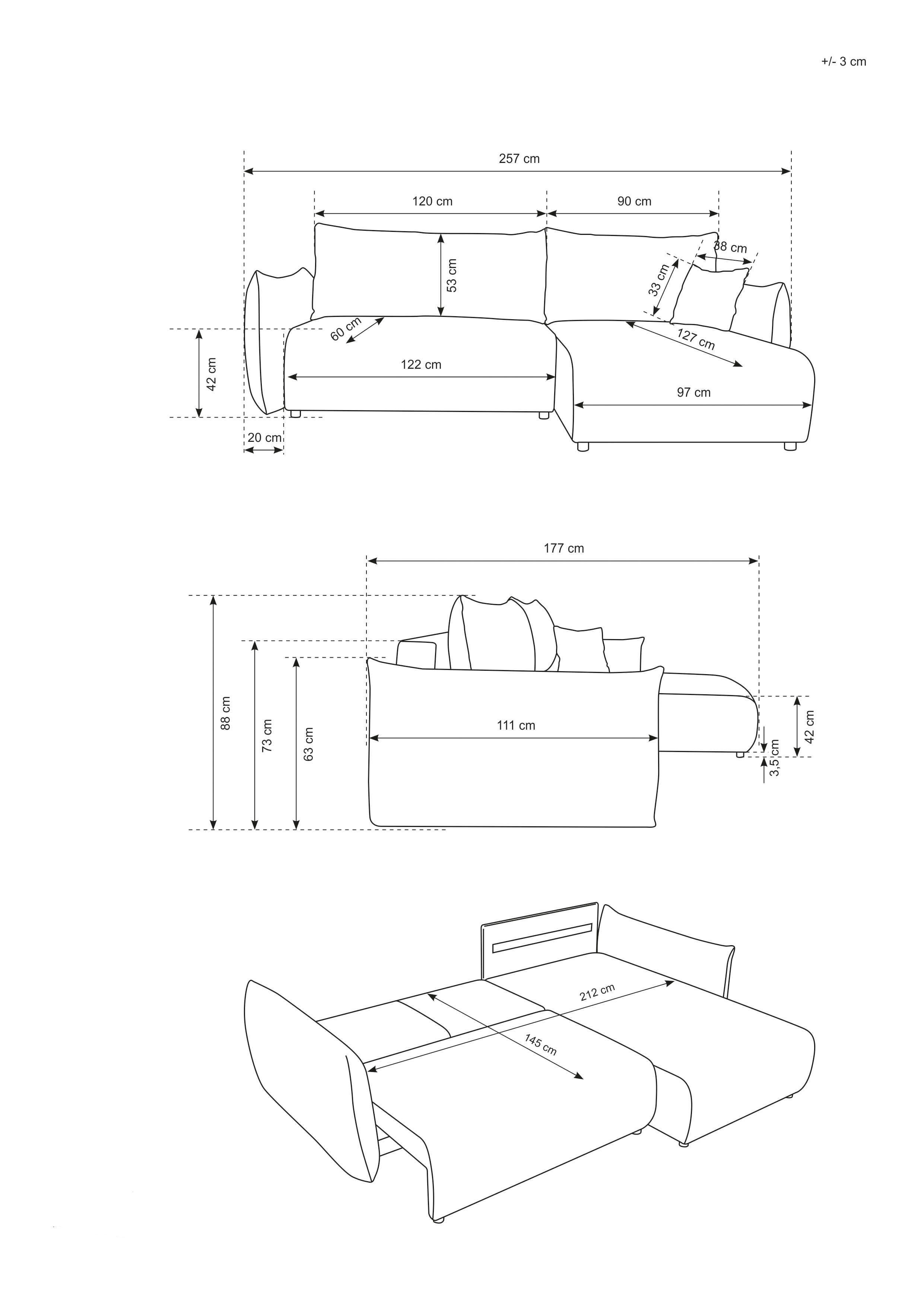 INOSIGN Hoekbank MAVAS bedbank met bedkist, L-model, ca. 257/127 cm (ligoppervlak 212/145 cm), ribfluweel, chenille, structuur