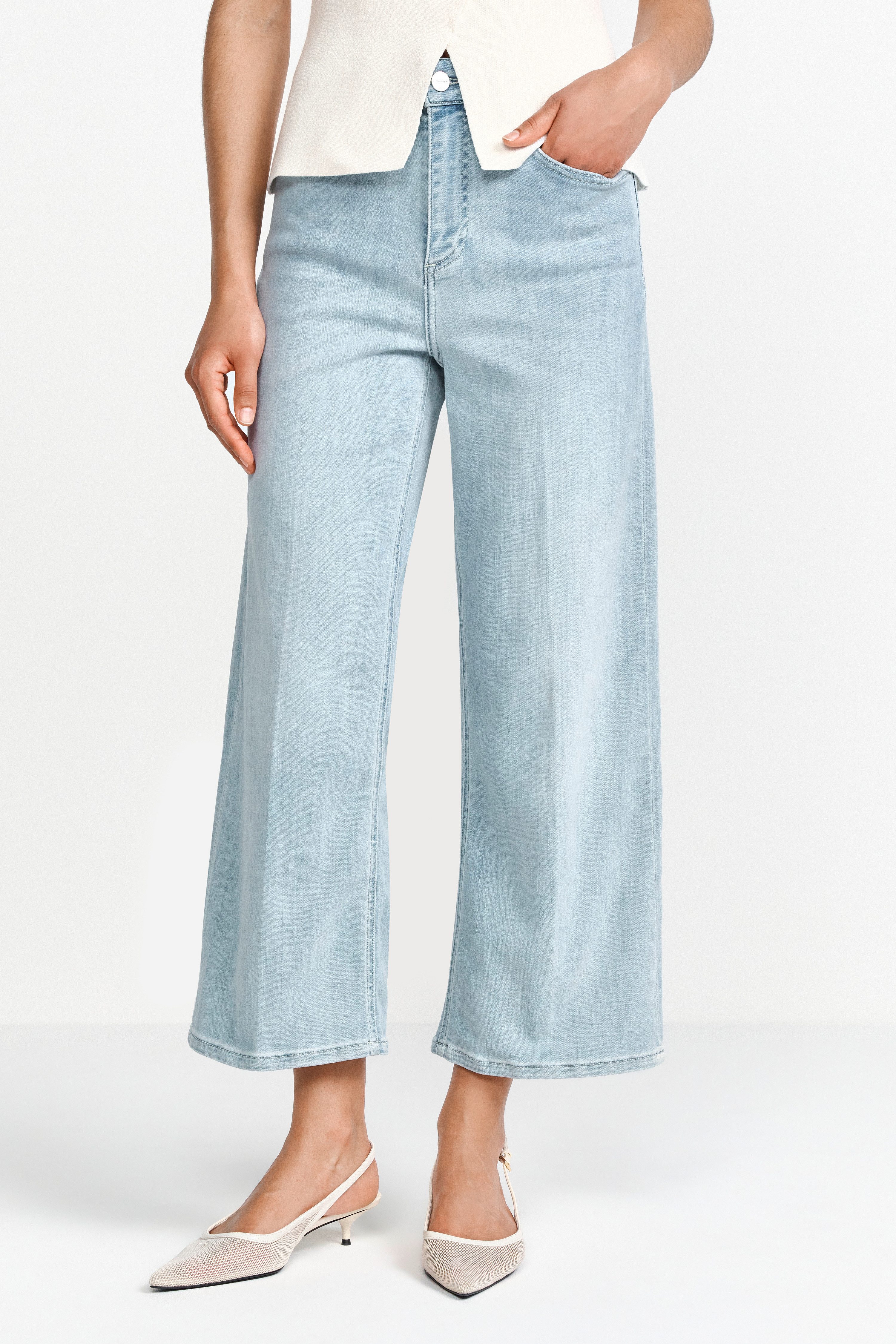 Rich & Royal 7/8 jeans Culotte lichtblauwe satijn denim dames 7/8 jeans maat 26 blauw