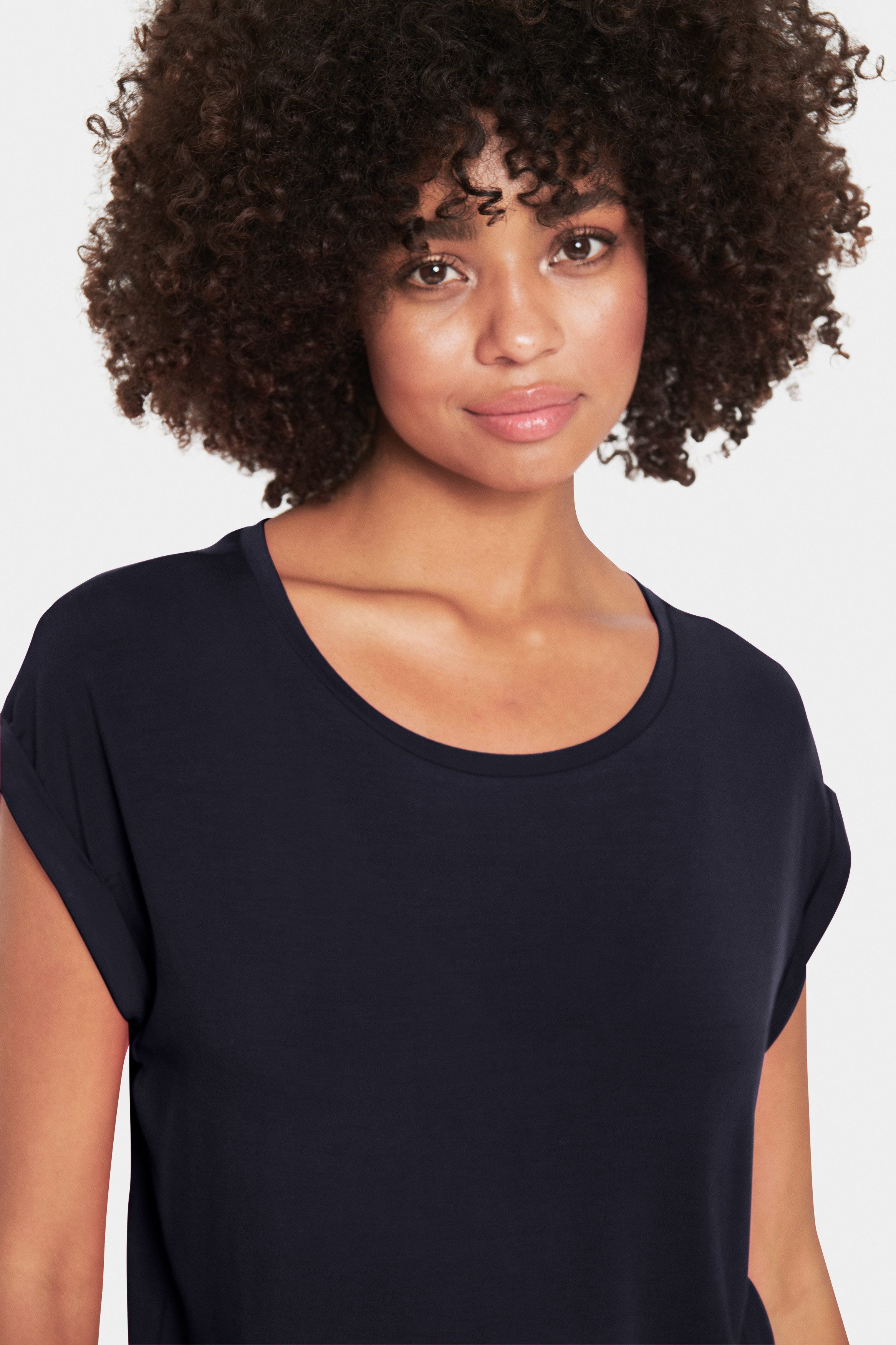 Saint Tropez Shirt met ronde hals Basic in chique lyocell kwaliteit