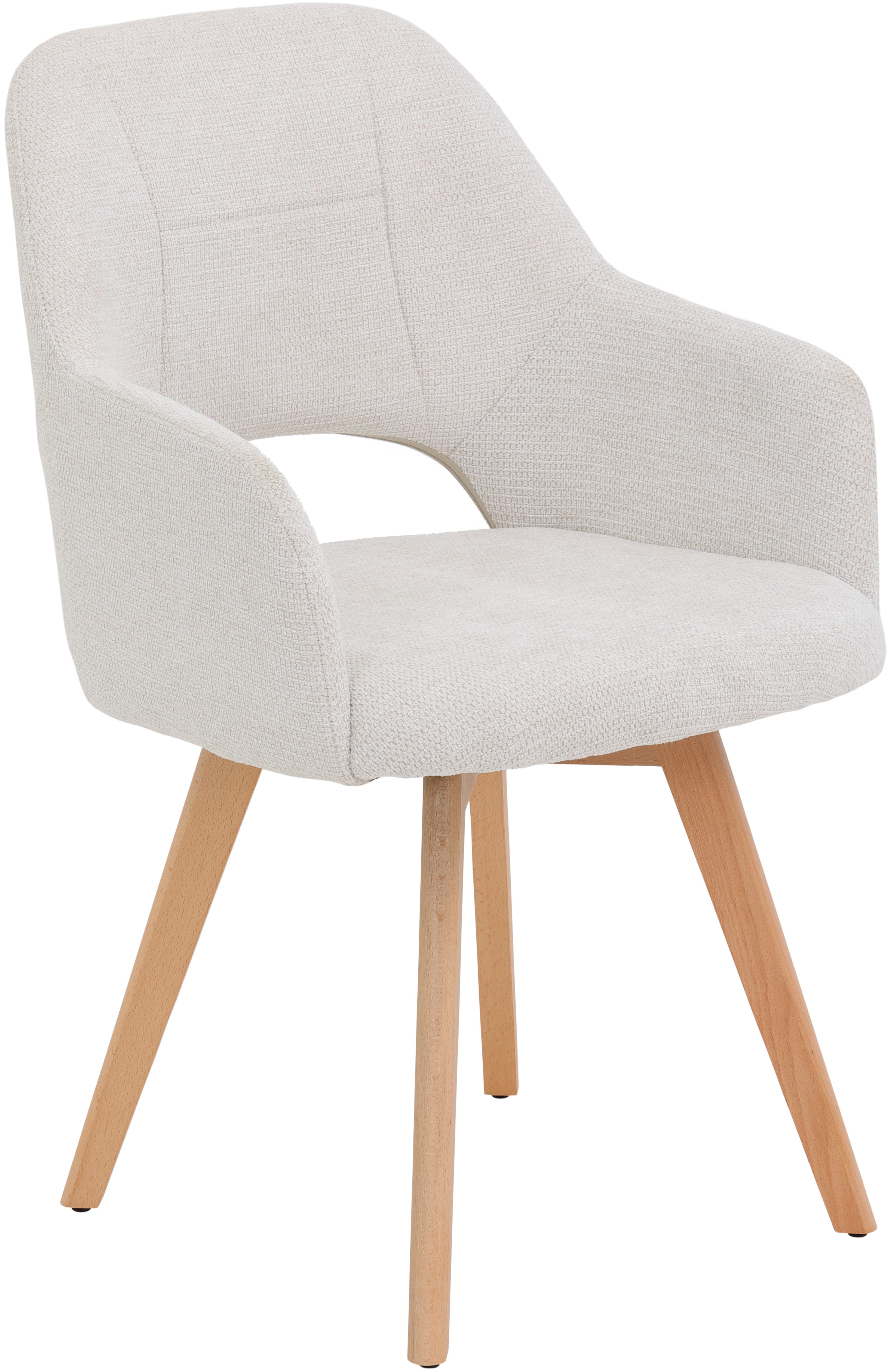 HELA Stoel met armleuningen SOFIA armstoel met massief houten frame, bekleding webstof Eetkamerstoel, fauteuil met armleuningen, subtiele ruguitsparing (set, 2 stuks)