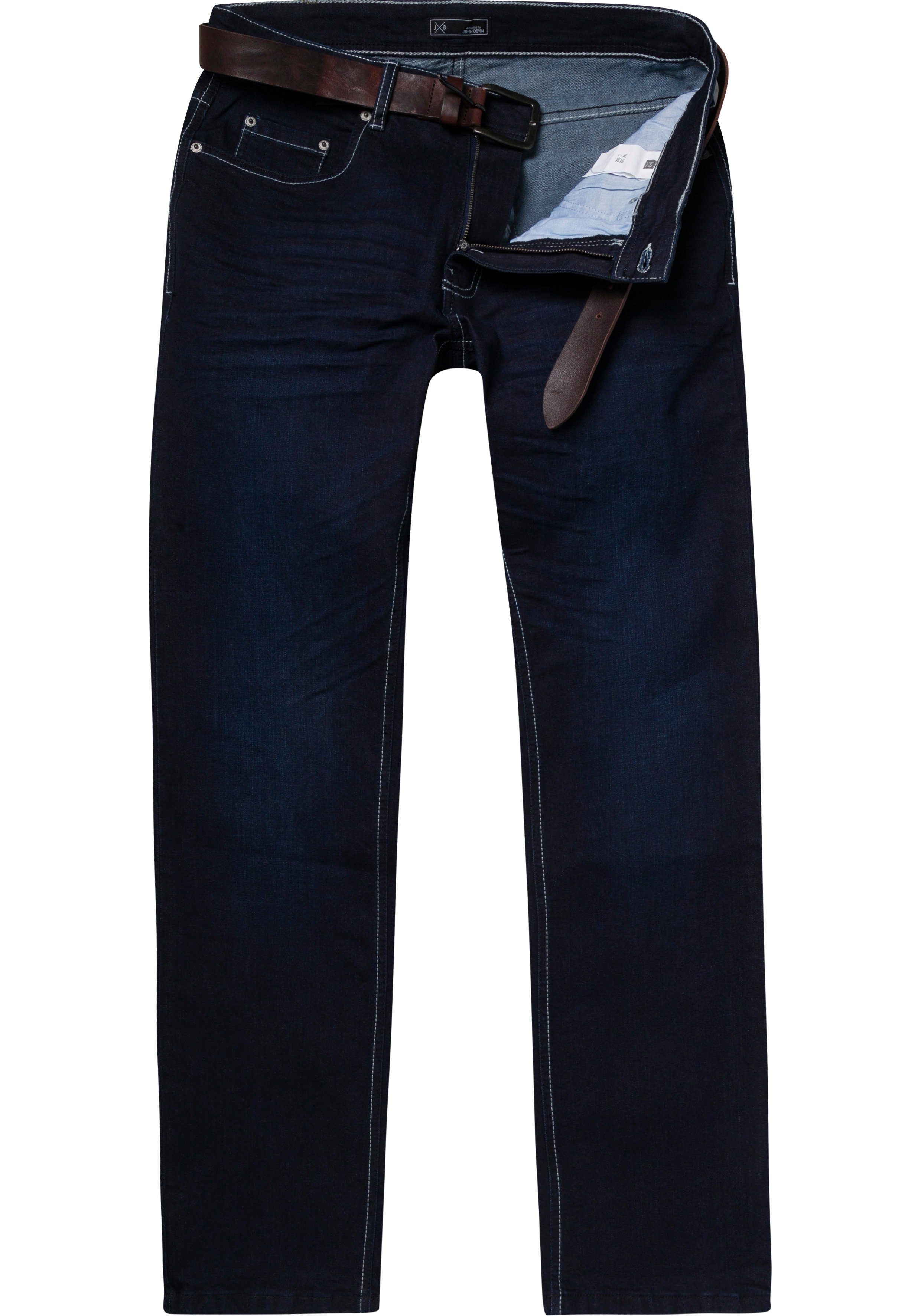 John Devin Straight jeans met rechte pijpen, used-wassing en crinkle-look