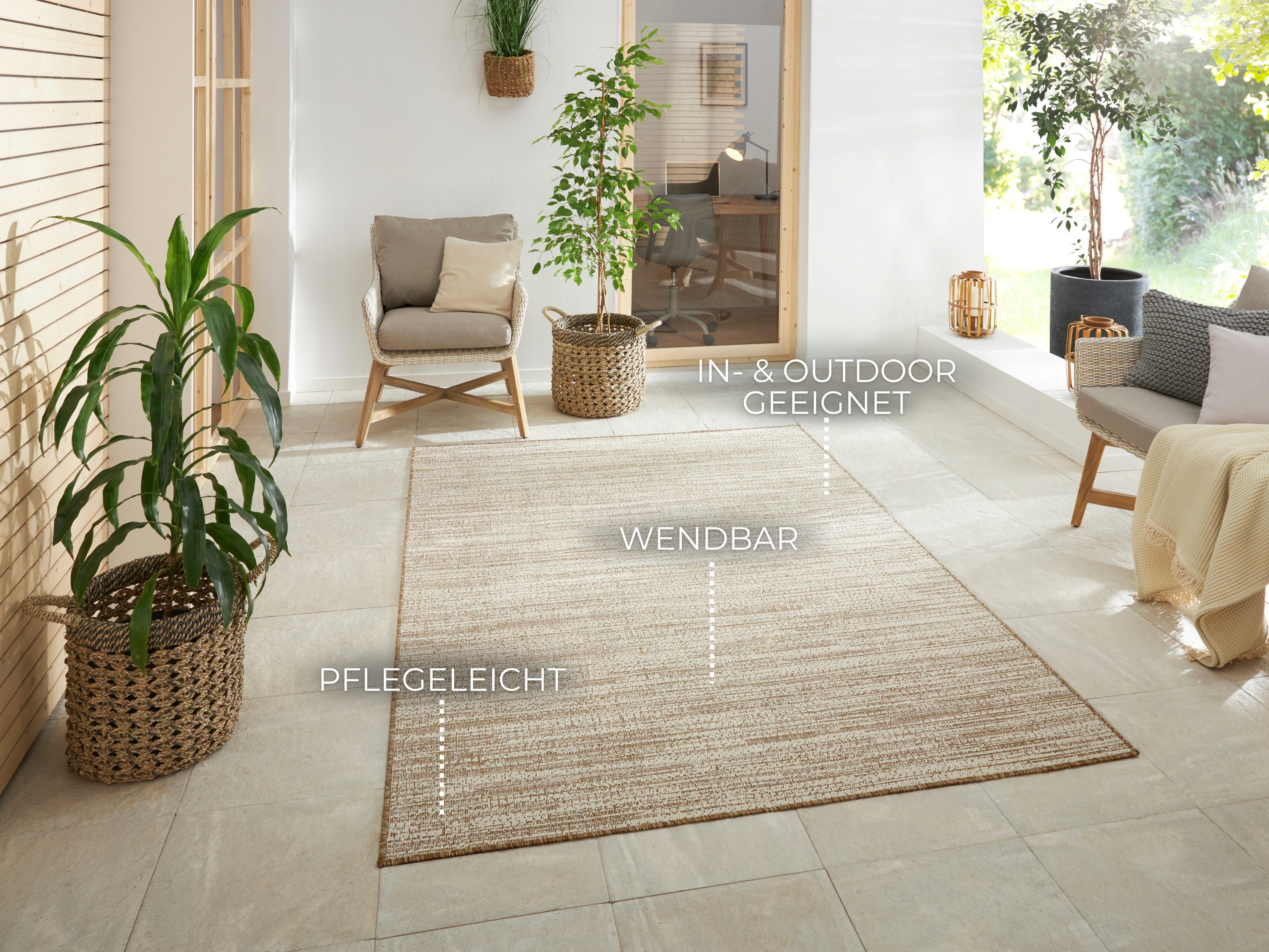 ELLE DECORATION Vloerkleed Mèlange tweezijdig tapijt Vlakweefsel, In-& Outdoor, Modern, tweezijdig, balkon, woonkamer