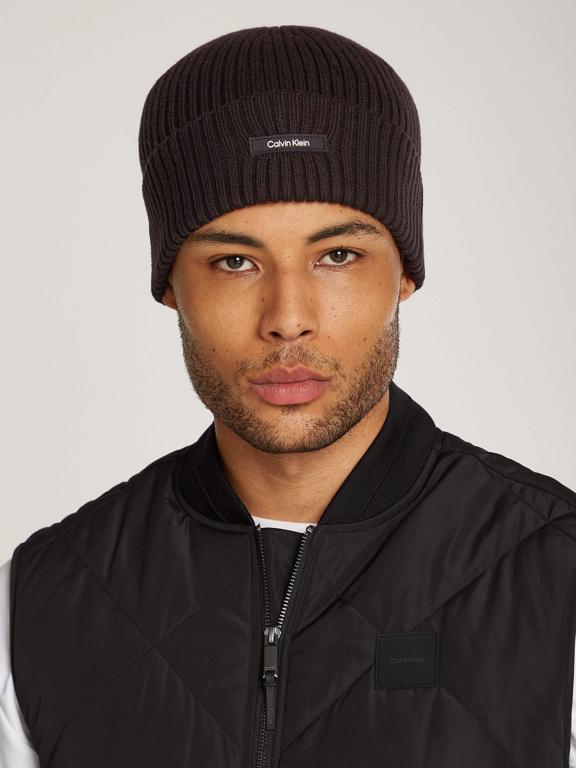 Calvin Klein Beanie CLASSIC COTTON RIB BEANIE