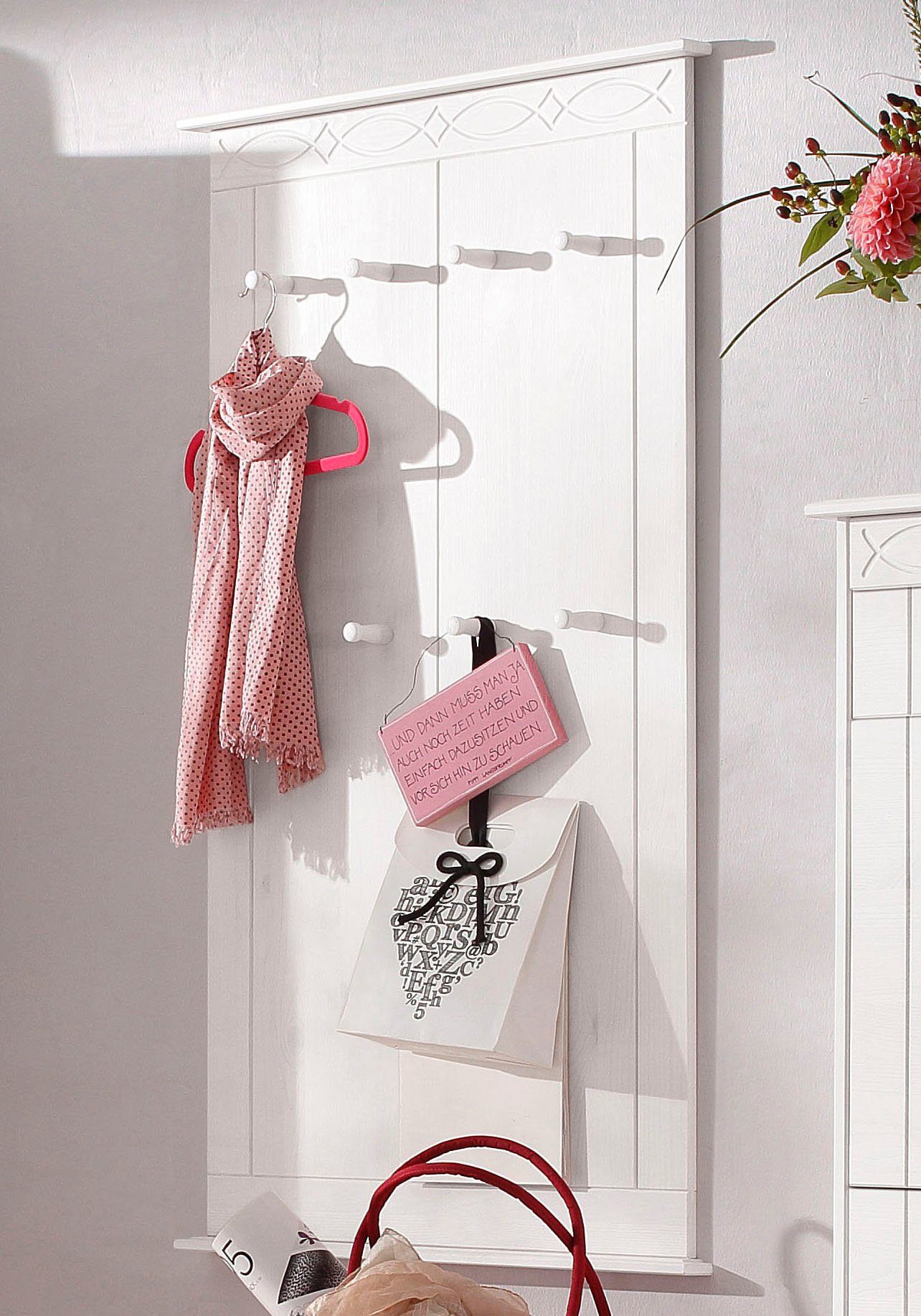 Home affaire Kapstokpaneel Indra van massief dennenhout, fsc®, 8 haken, discreet ornament