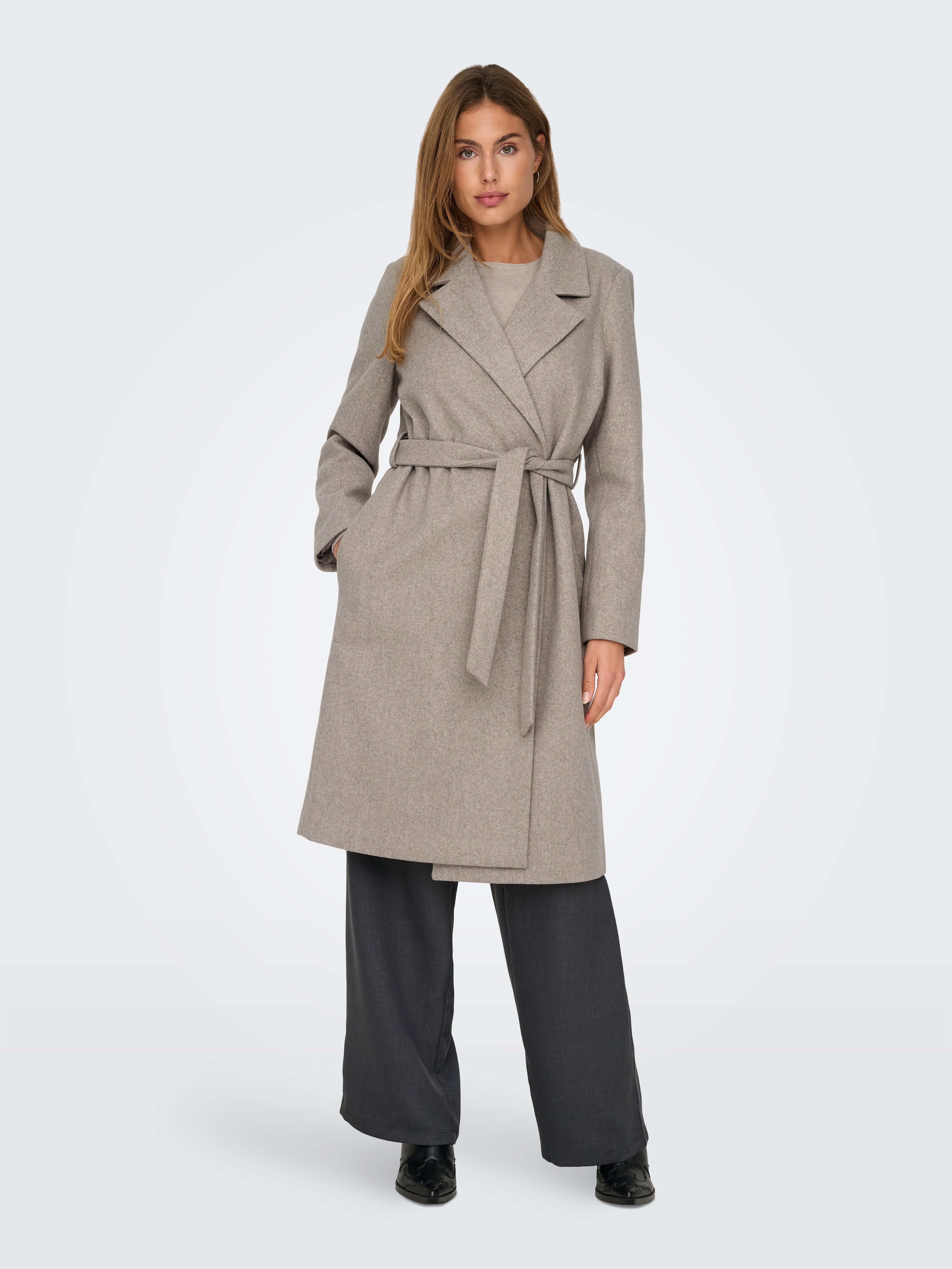 Only Lange jas ONLALVILDA LIFE WRAP COAT OTW