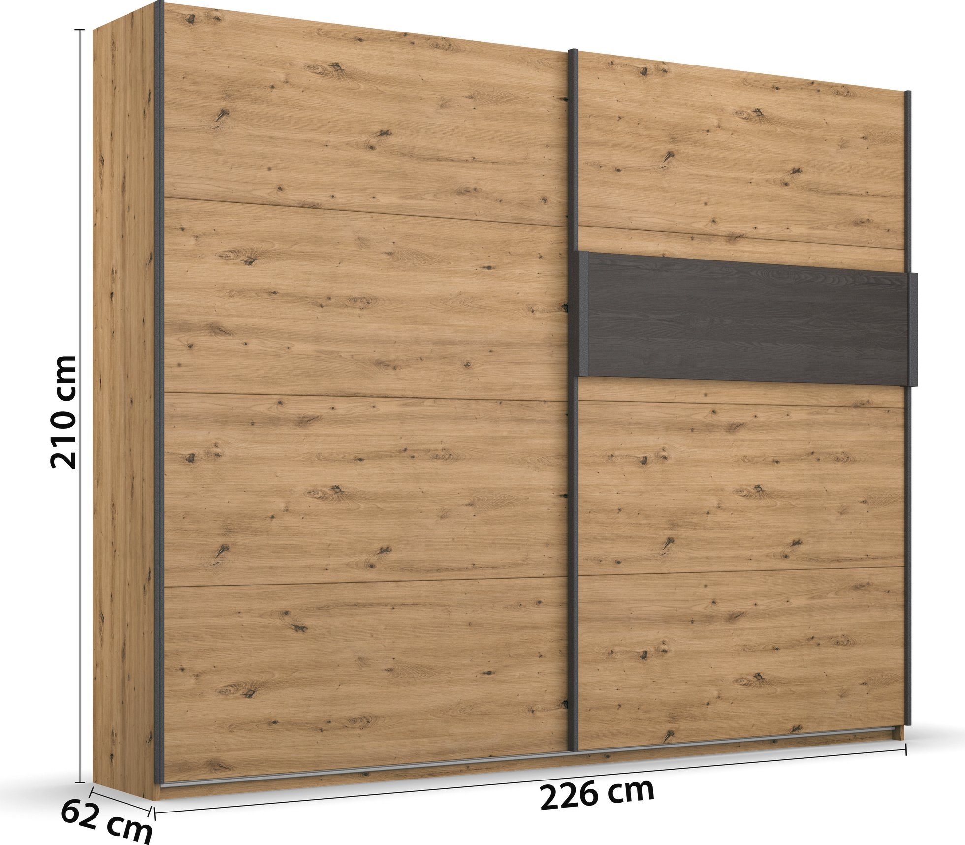 rauch Zweefdeurkast Kledingkast Kast Garderobe Slaapkamerkast APOLLON inclusief praktisch hangelement met 6 kledinghaken made in germany
