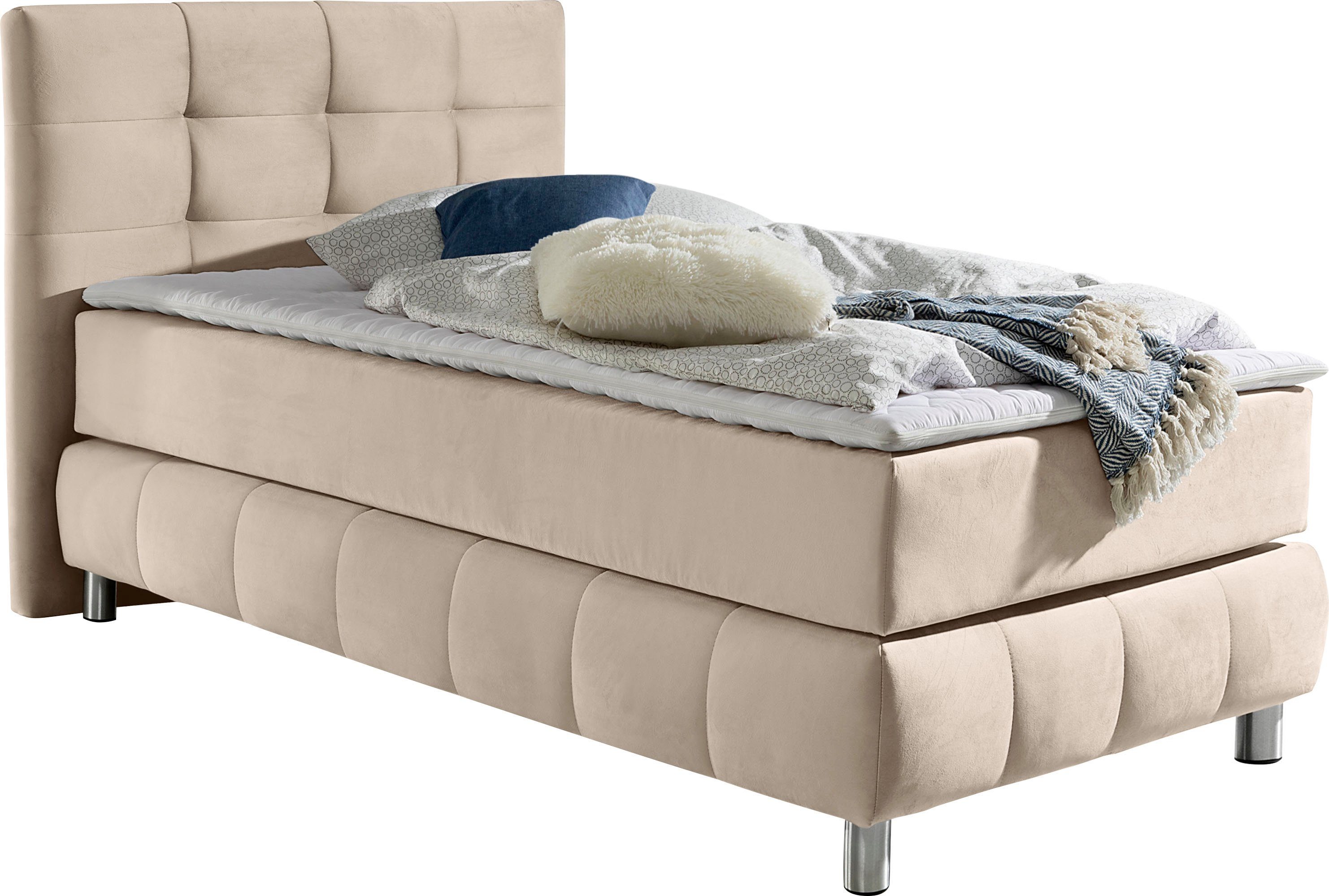 andas Boxspring Salo incl. topmatras, in fluwelige look of structuurstof, 6 breedten, 2 hardheden, tfk ook in hardheid 4. 3 matrassoorten