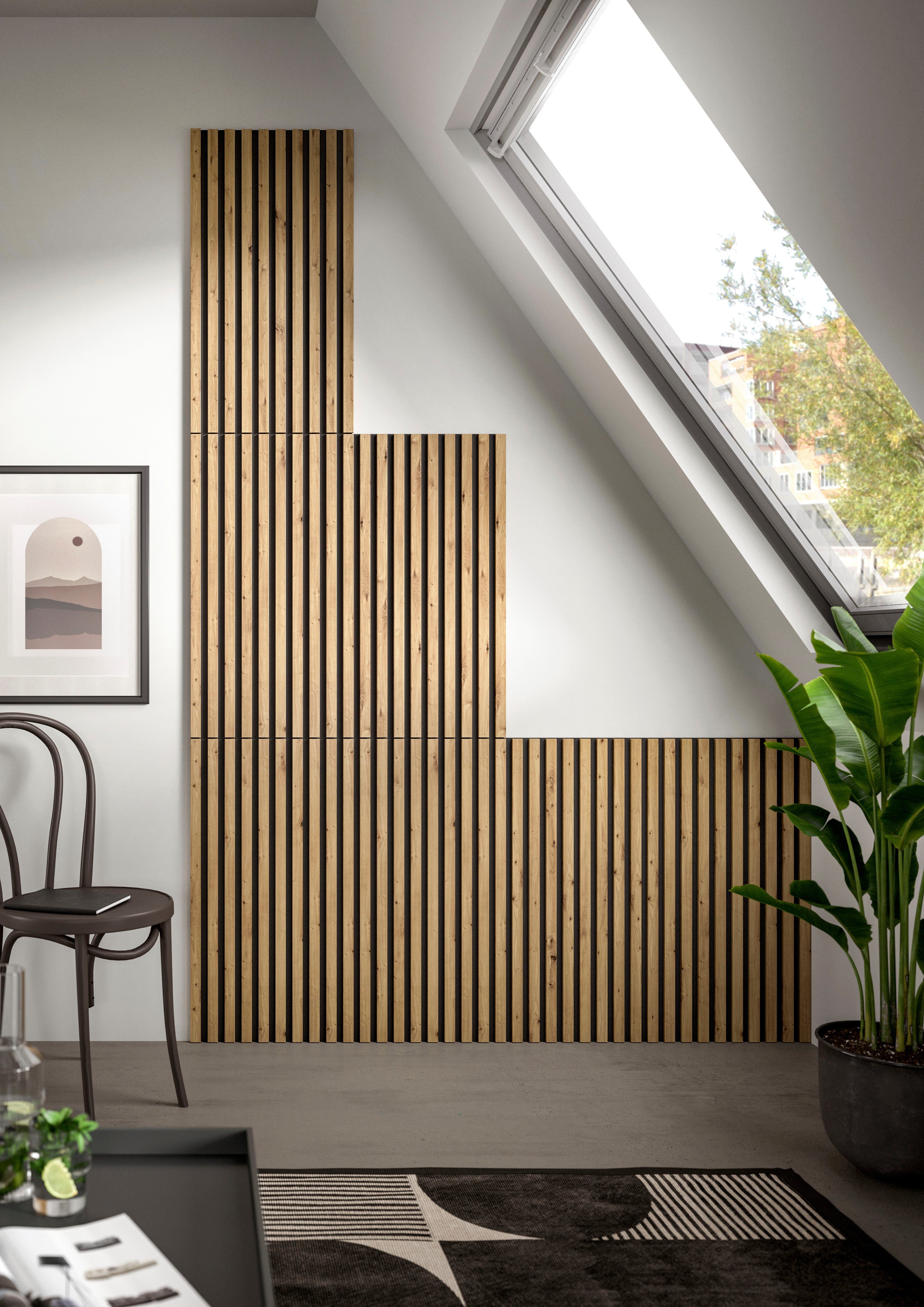 INOSIGN Wandpaneel Silencio, 3-delige set, elk 40 x 80 cm, inclusief 3 afwerkingslijsten (3-delig)