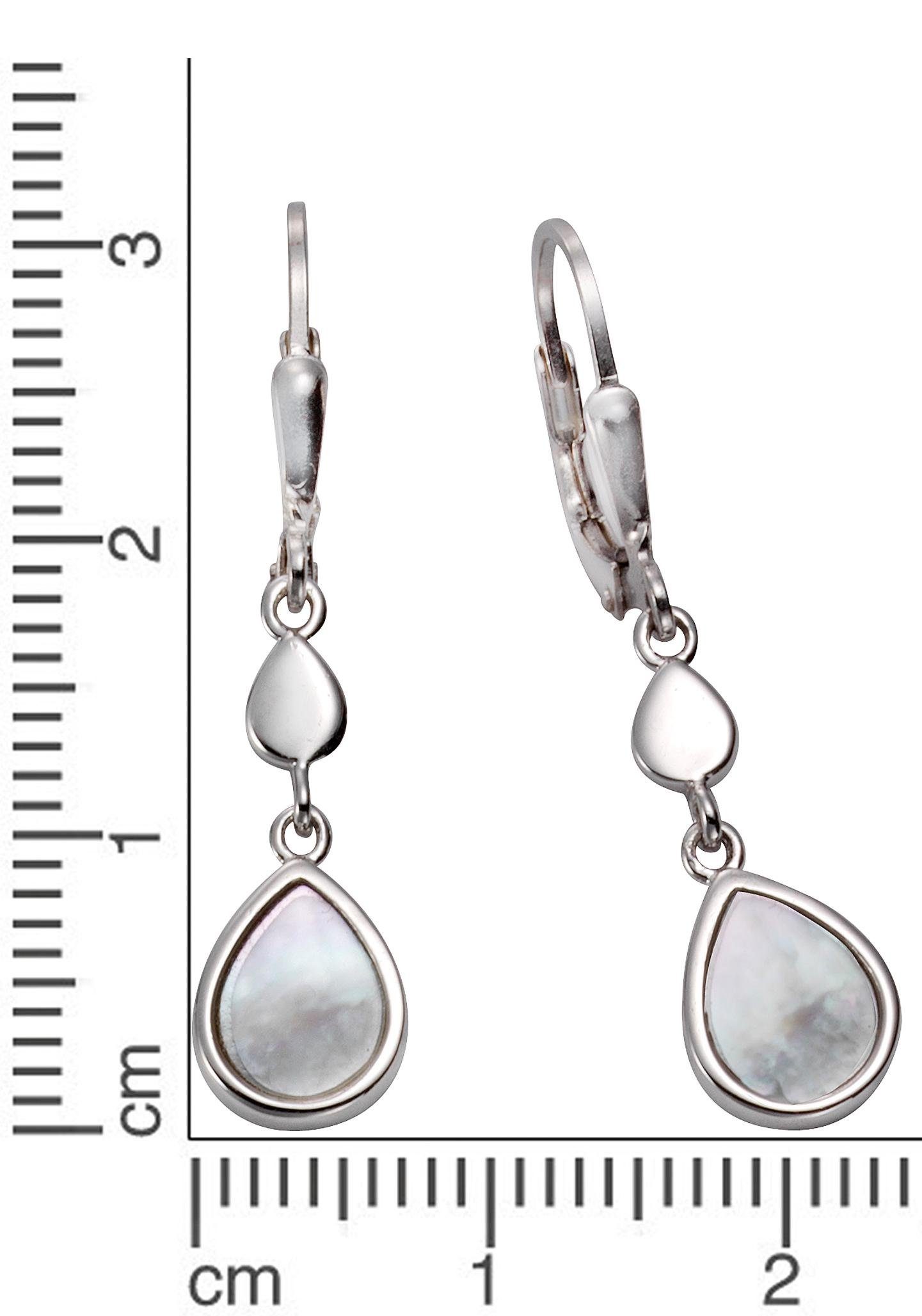 Firetti Paar oorhangers Sieraad cadeau zilver 925 oorbellen patentbeugel druppel parelmoer