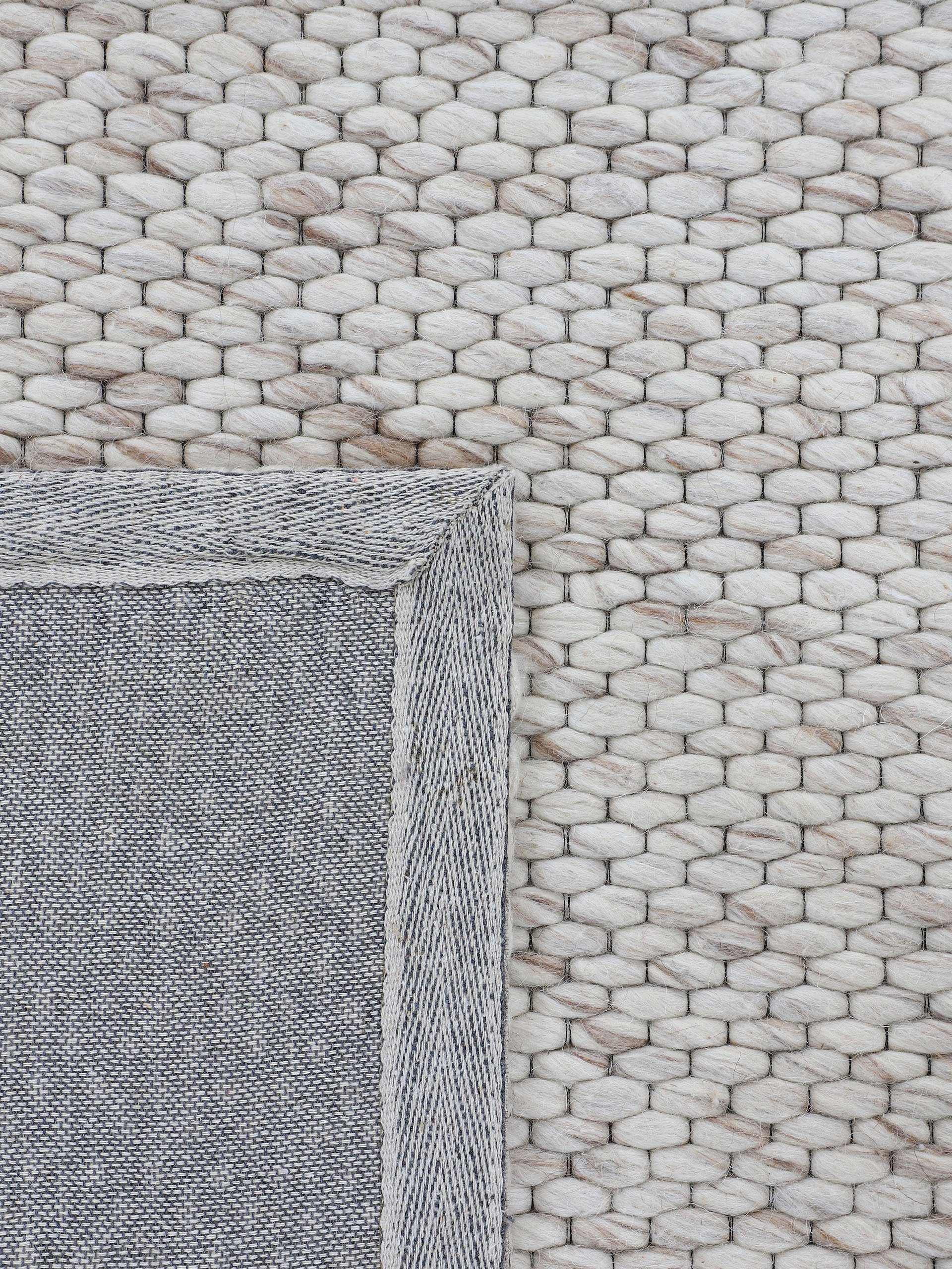carpetfine Wollen kleed Sina grove structuur, tijdloos design, 100% wol, woonkamer