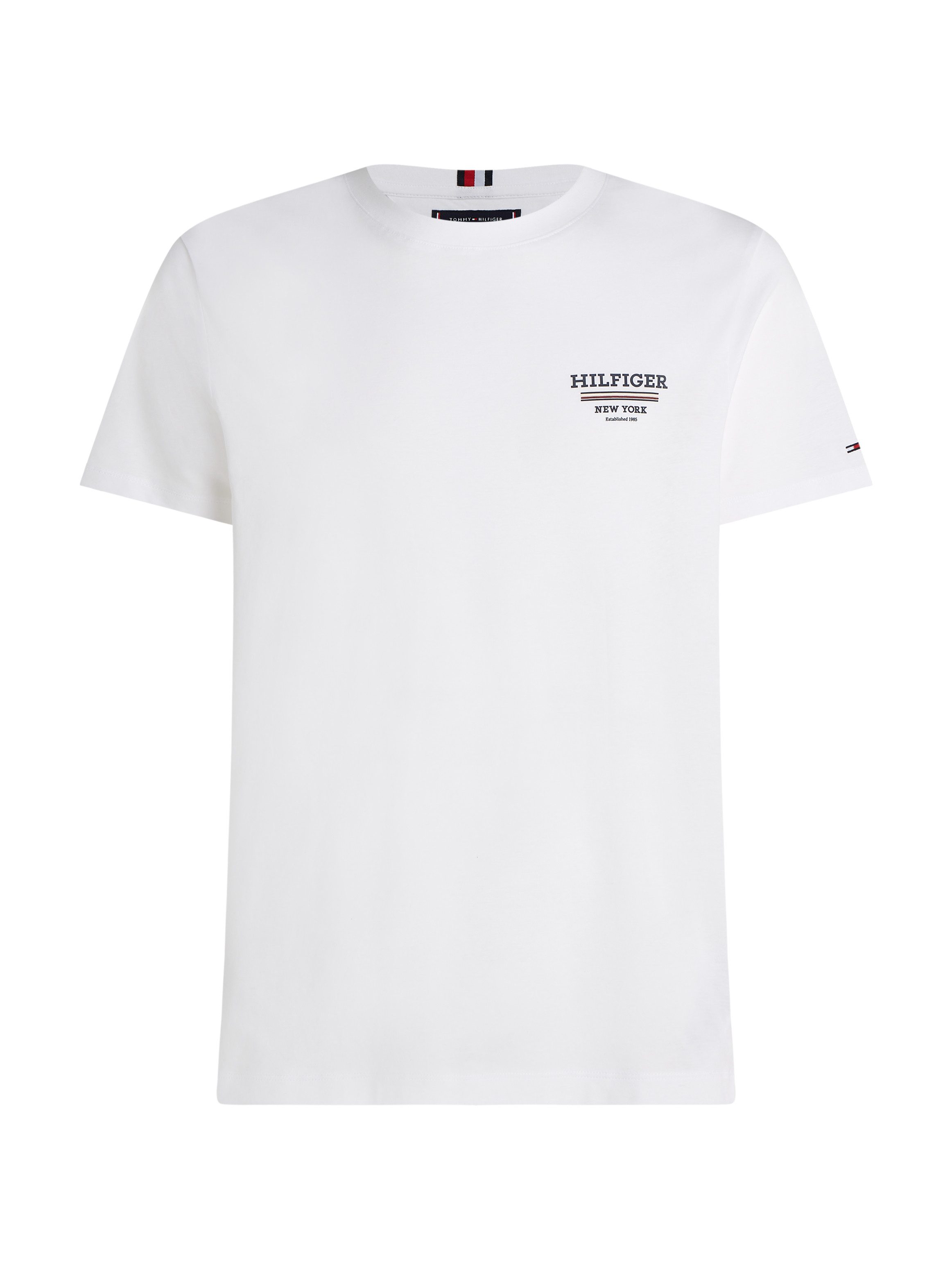Tommy Hilfiger T-shirt HILFIGER GLOBAL STRIPE TEE contrastkleurige print op de borst