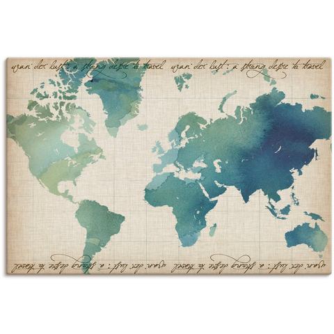 Artland artprint Wasserfarben Weltkarte