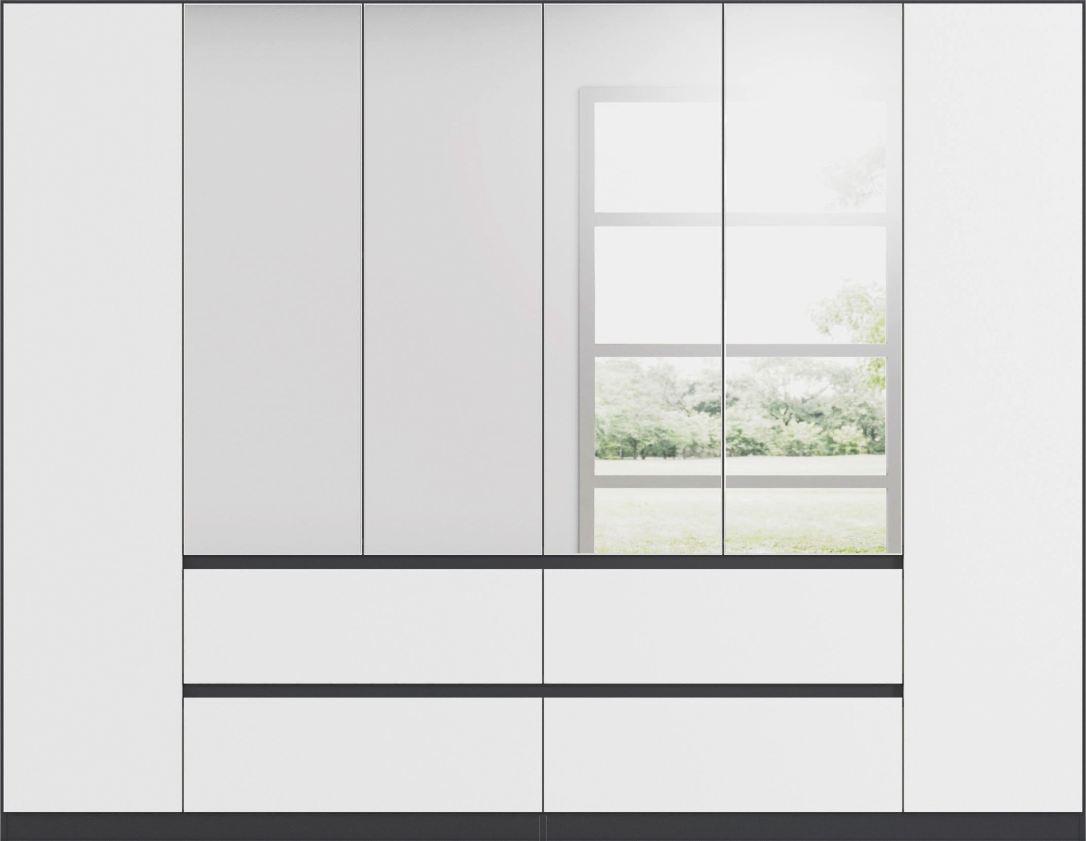rauch Draaideurkast Kledingkast met spiegel garderobe MAINZ greeploos front met spiegel, buitendeuren met push-to-openfunctie