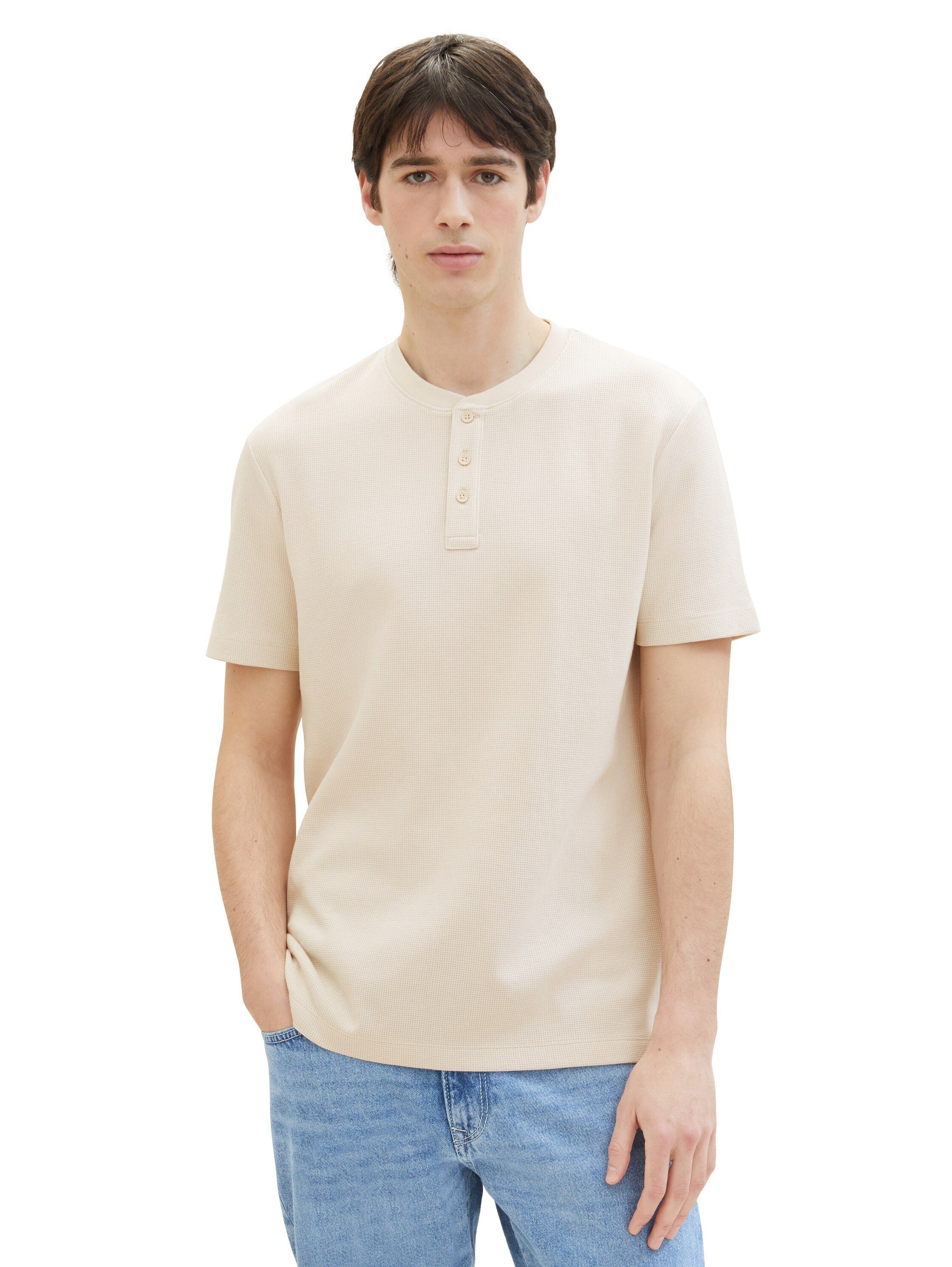 Tom Tailor Denim Shirt met ronde hals van hoogwaardig wafeljersey