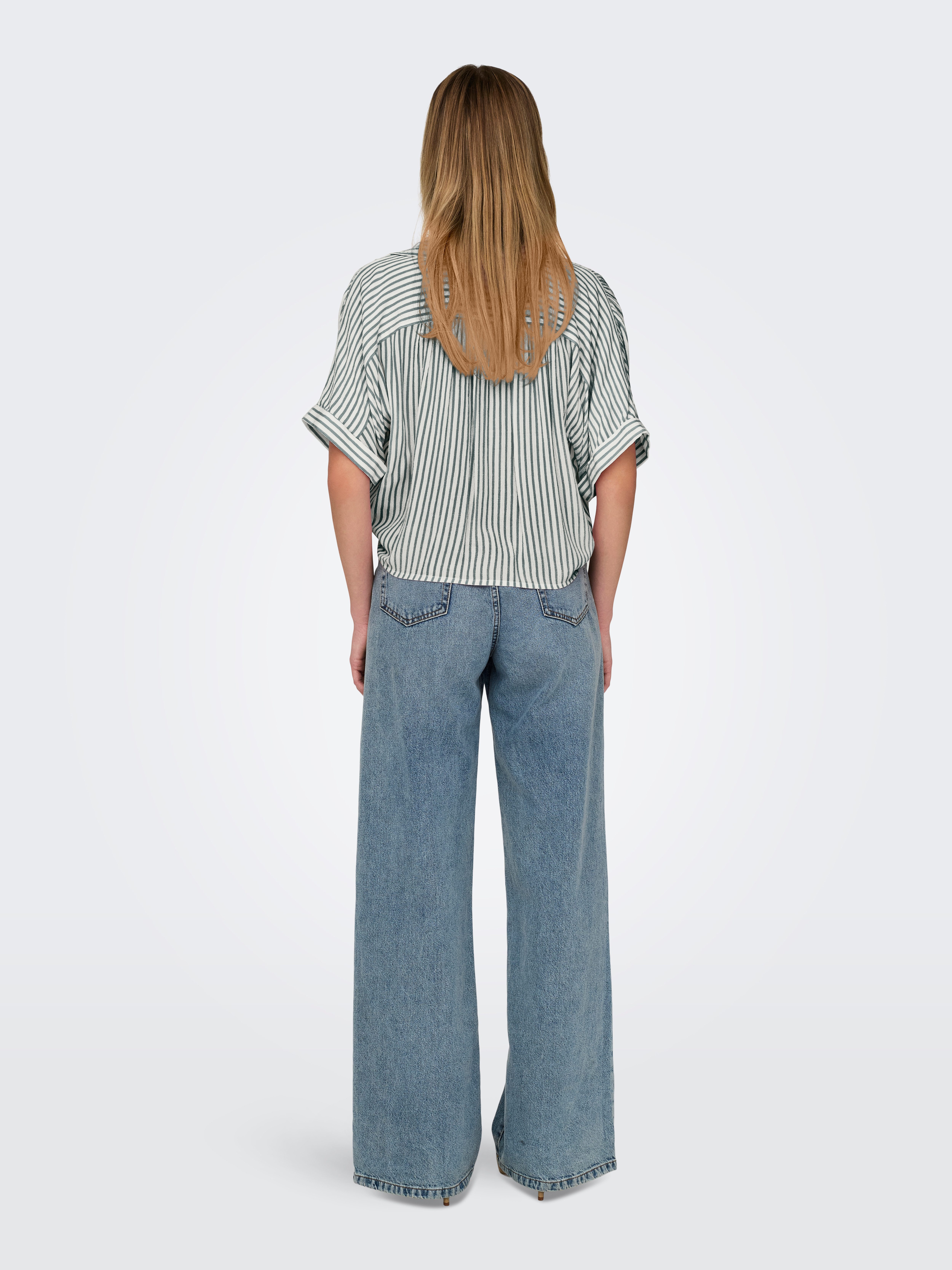 Only Blouse met korte mouwen ONLPAULA LIFE S/S TIE SHIRT WVN NOOS