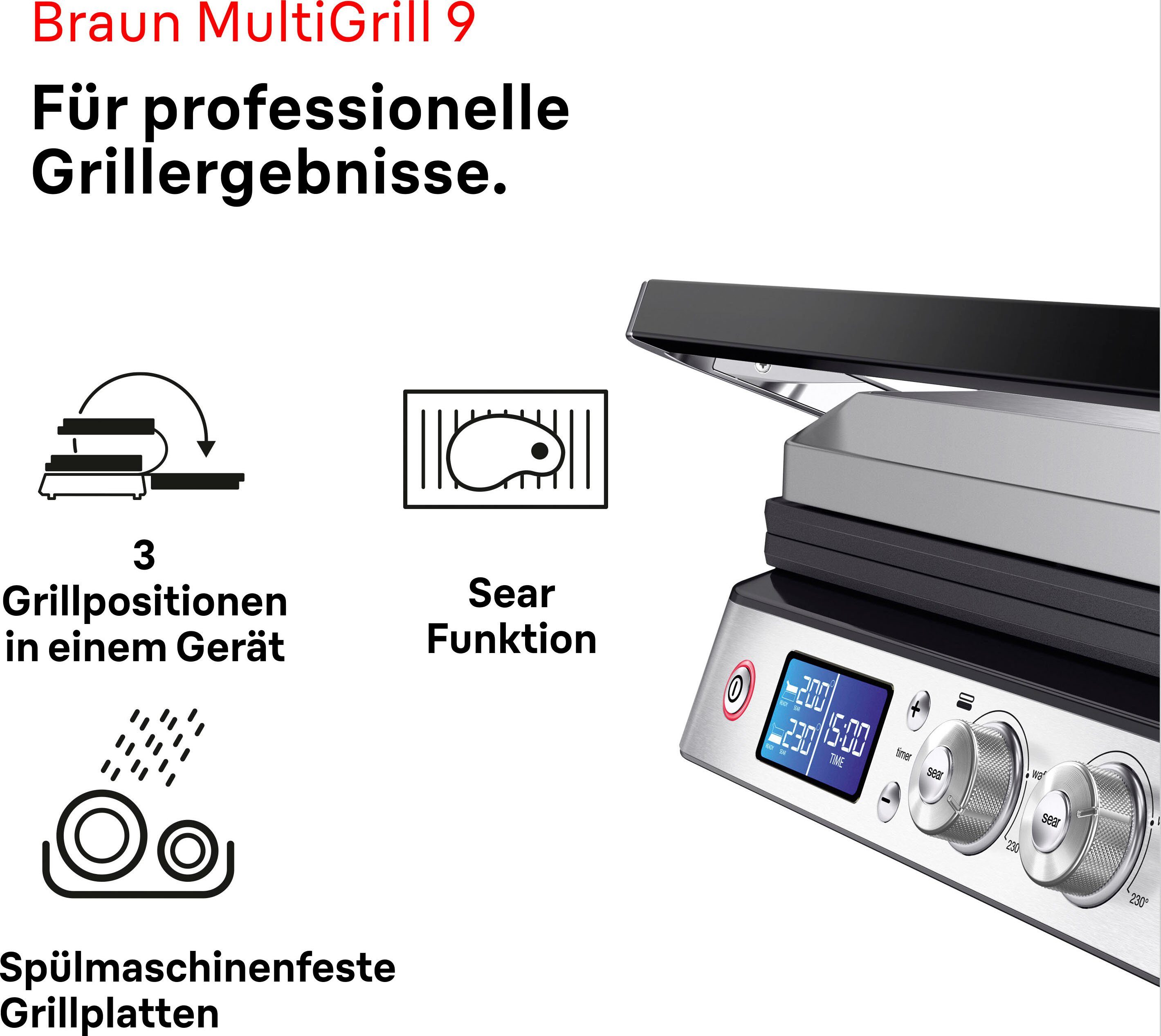 Braun Contactgrill Multigrill 9 CG 9043 silber