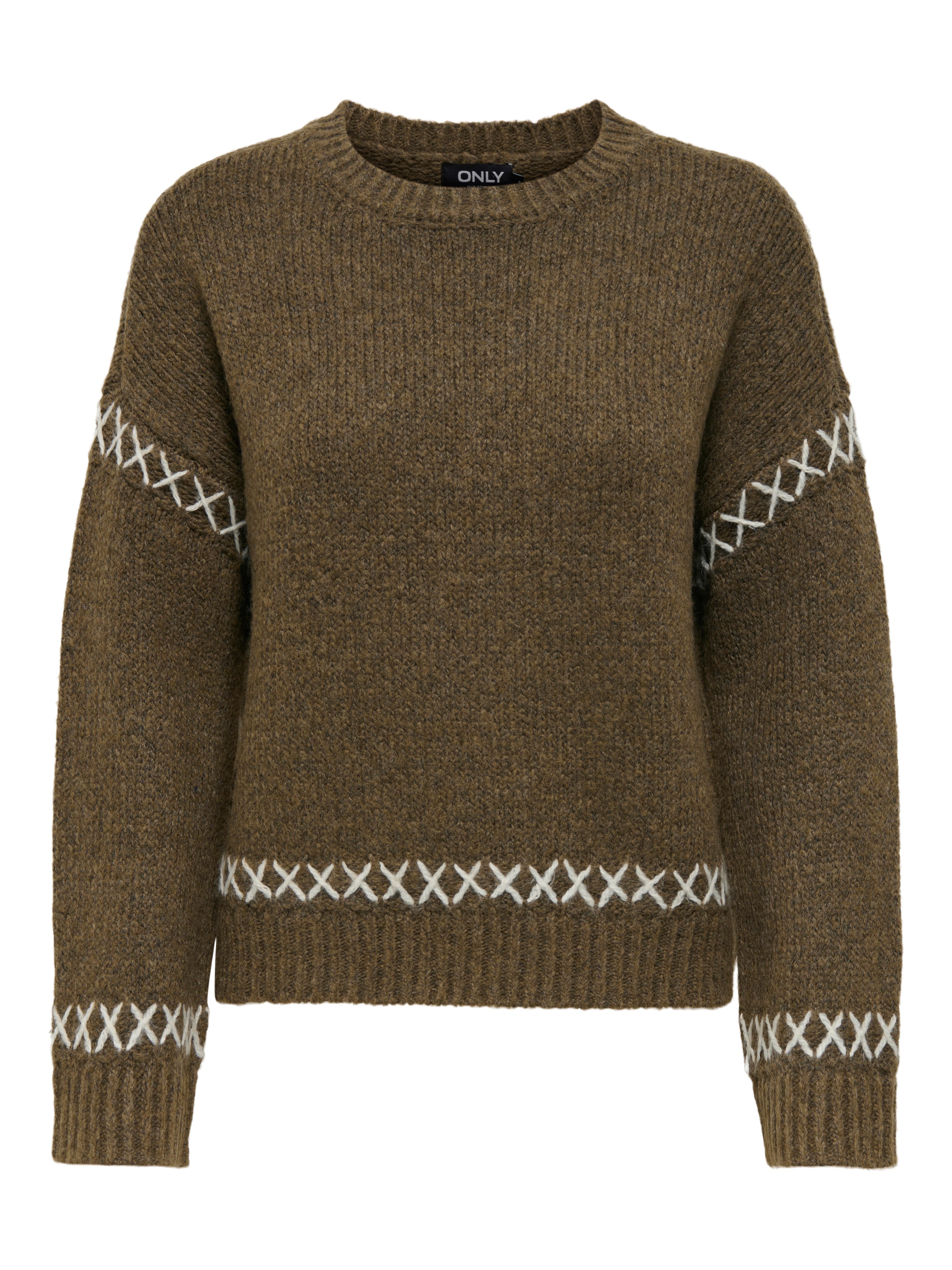Only Trui met ronde hals ONLAMANDA LIFE LS O-NECK DETAIL CC KNT