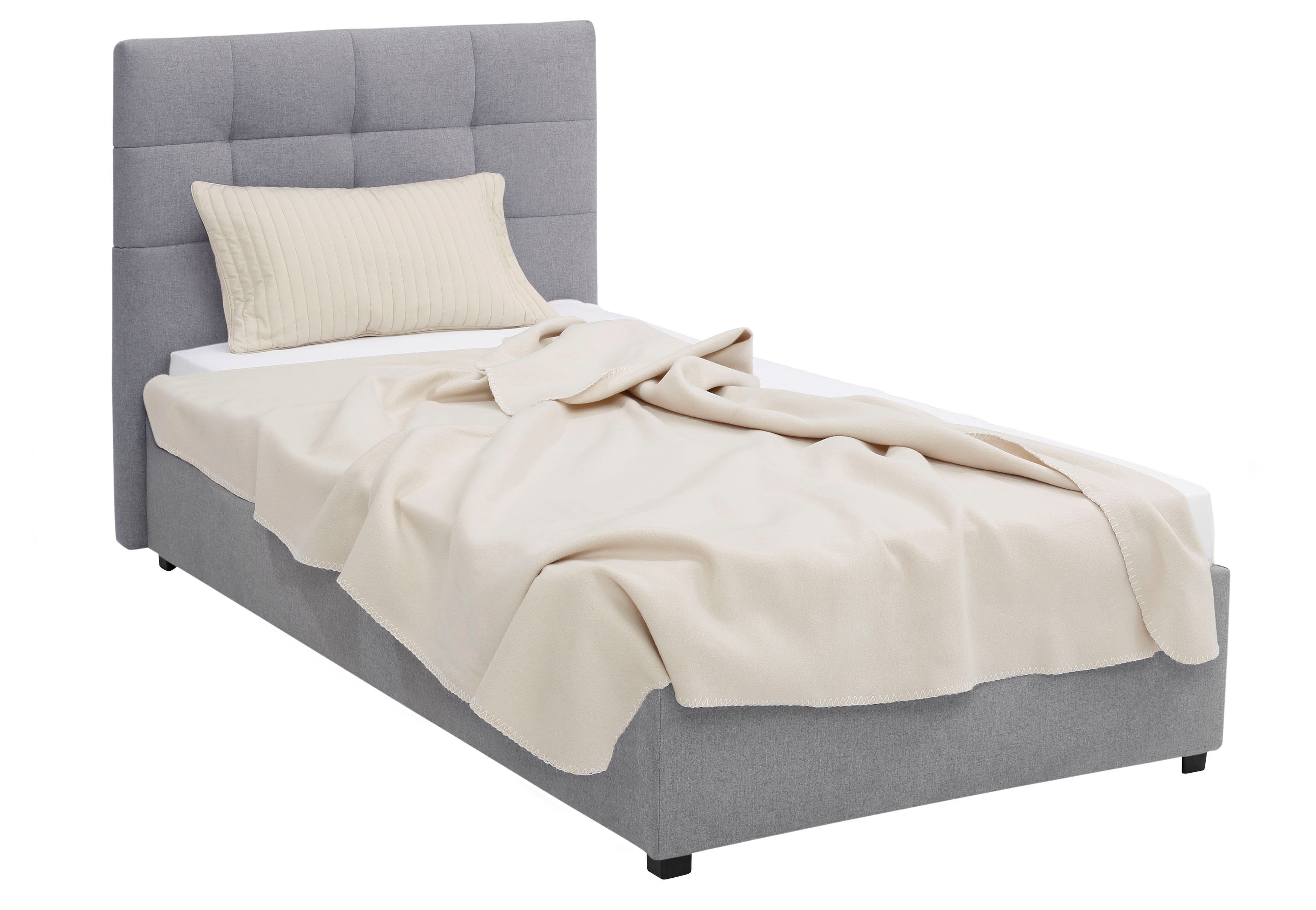 Lüttenhütt Gestoffeerd bed Endres met bedkist, naar keuze zonder matras/lattenbodem of incl. matras