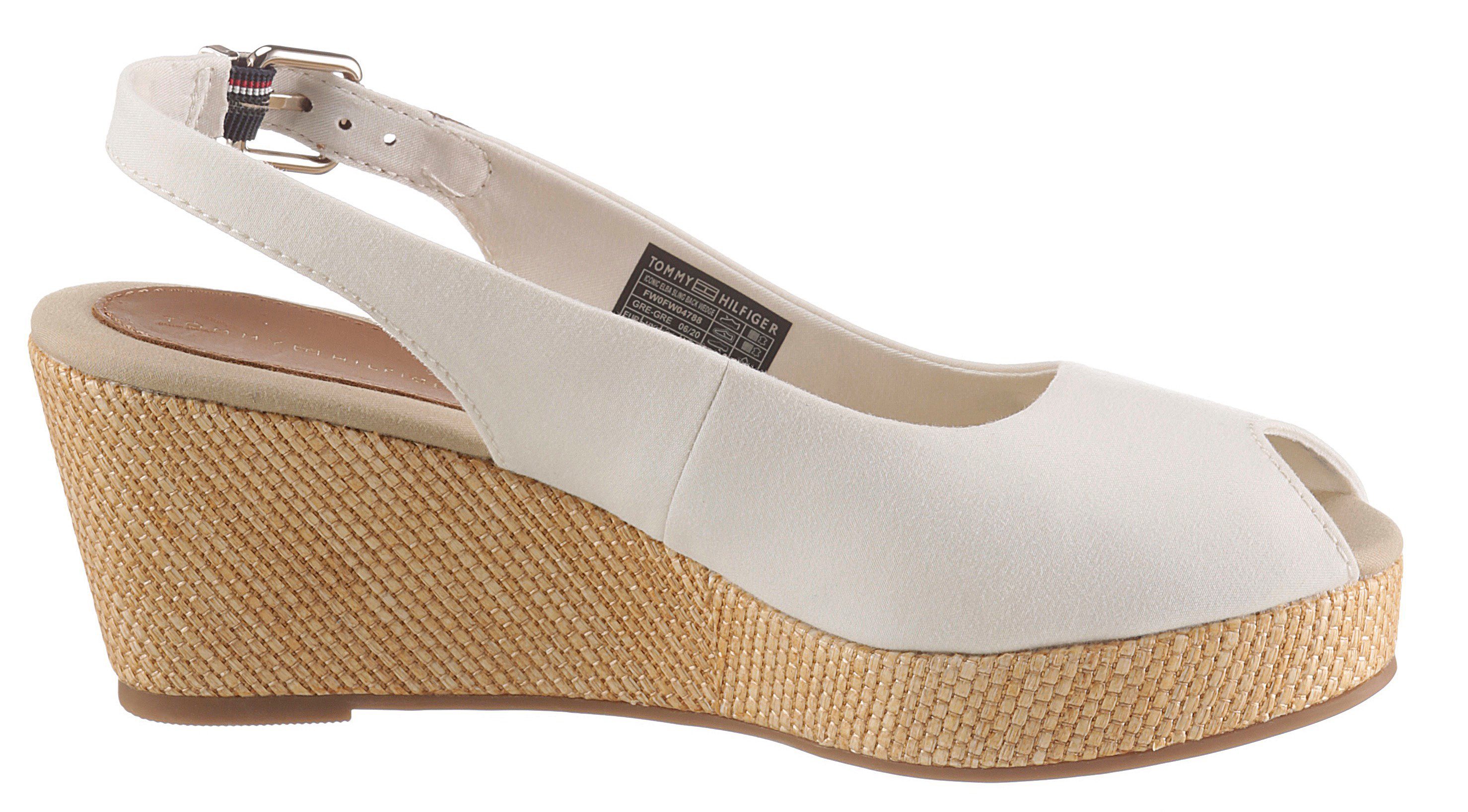 Tommy Hilfiger Sandaaltjes ICONIC ELBA SLING BACK WEDGE zomerschoen, sandaal, sleehak, met jute bekleding