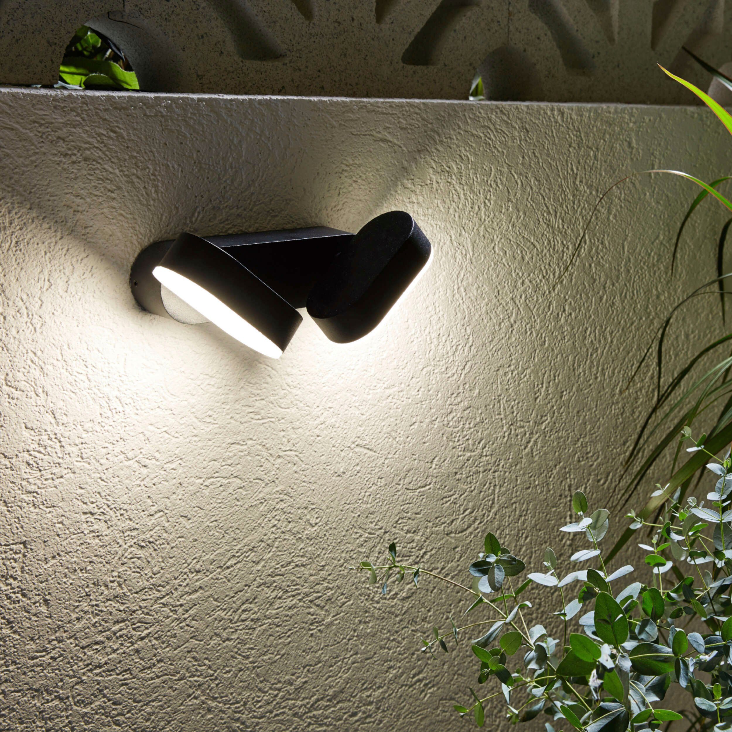 näve Ledwandlamp voor buiten Motus 2 beweegbare lichtblokken incl. 60 led zwart warmwit ip 54 (1 stuk)