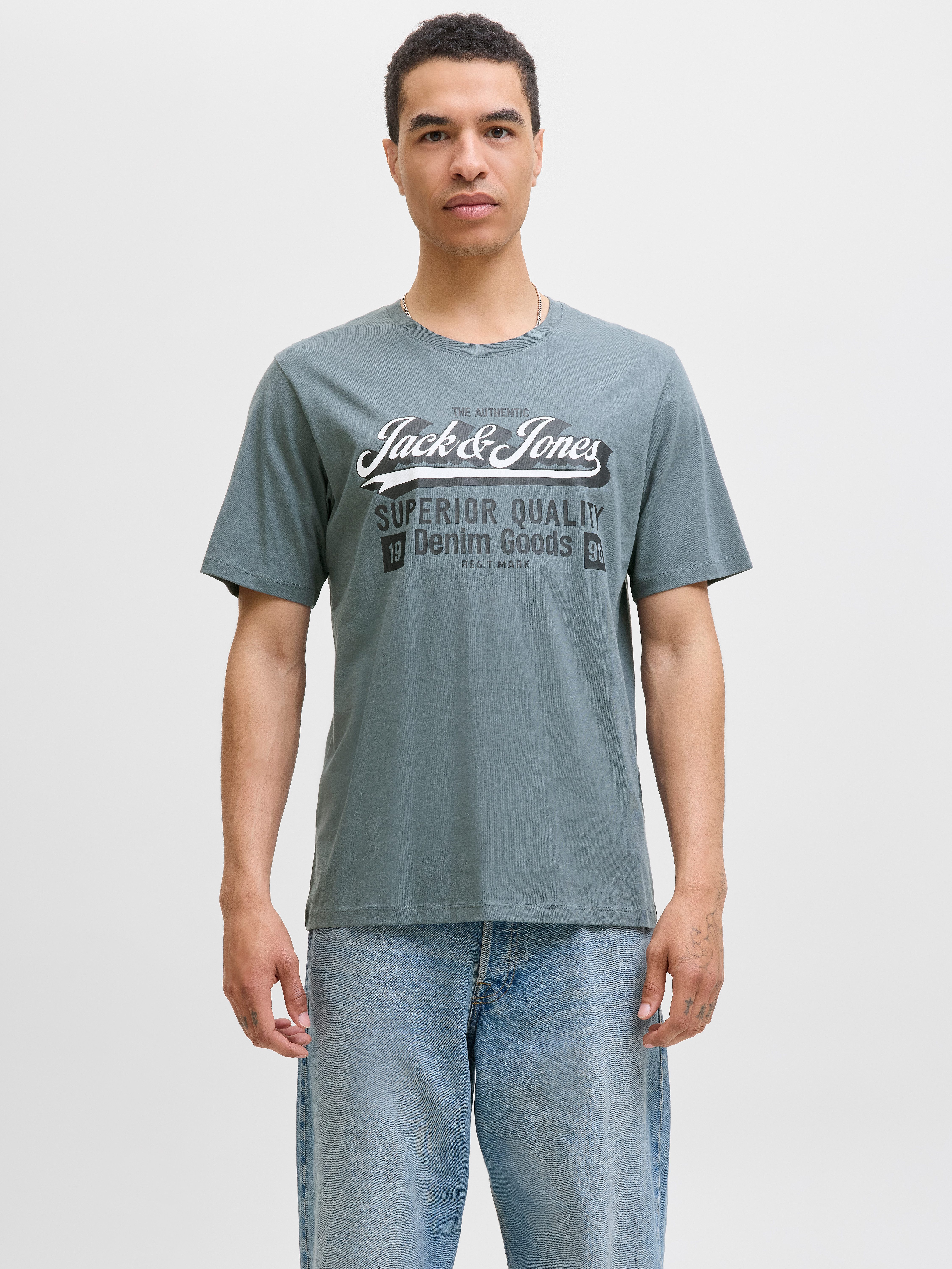 Jack & Jones Shirt met ronde hals JJELOGO TEE SS O-NECK 2 COL AW25 5PK MP (set, 5-delig)