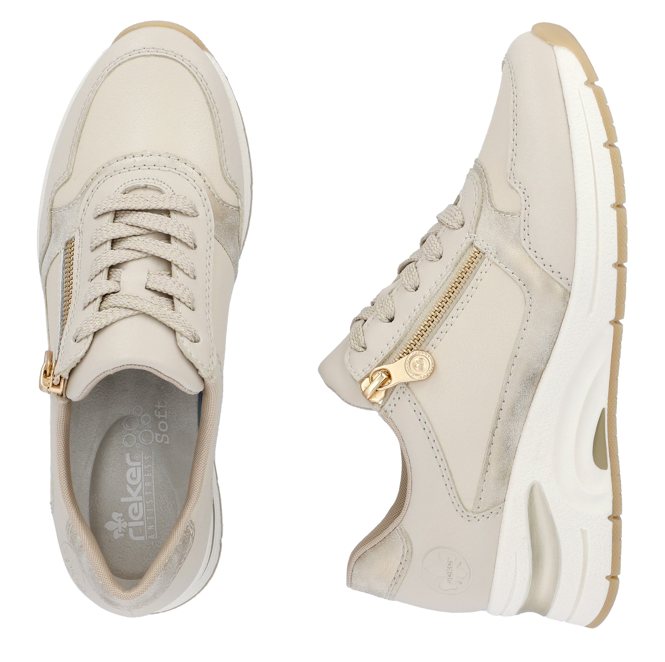 Rieker Sneakers met zijrits, vrijetijdsschoen, veterschoen, smalle vorm