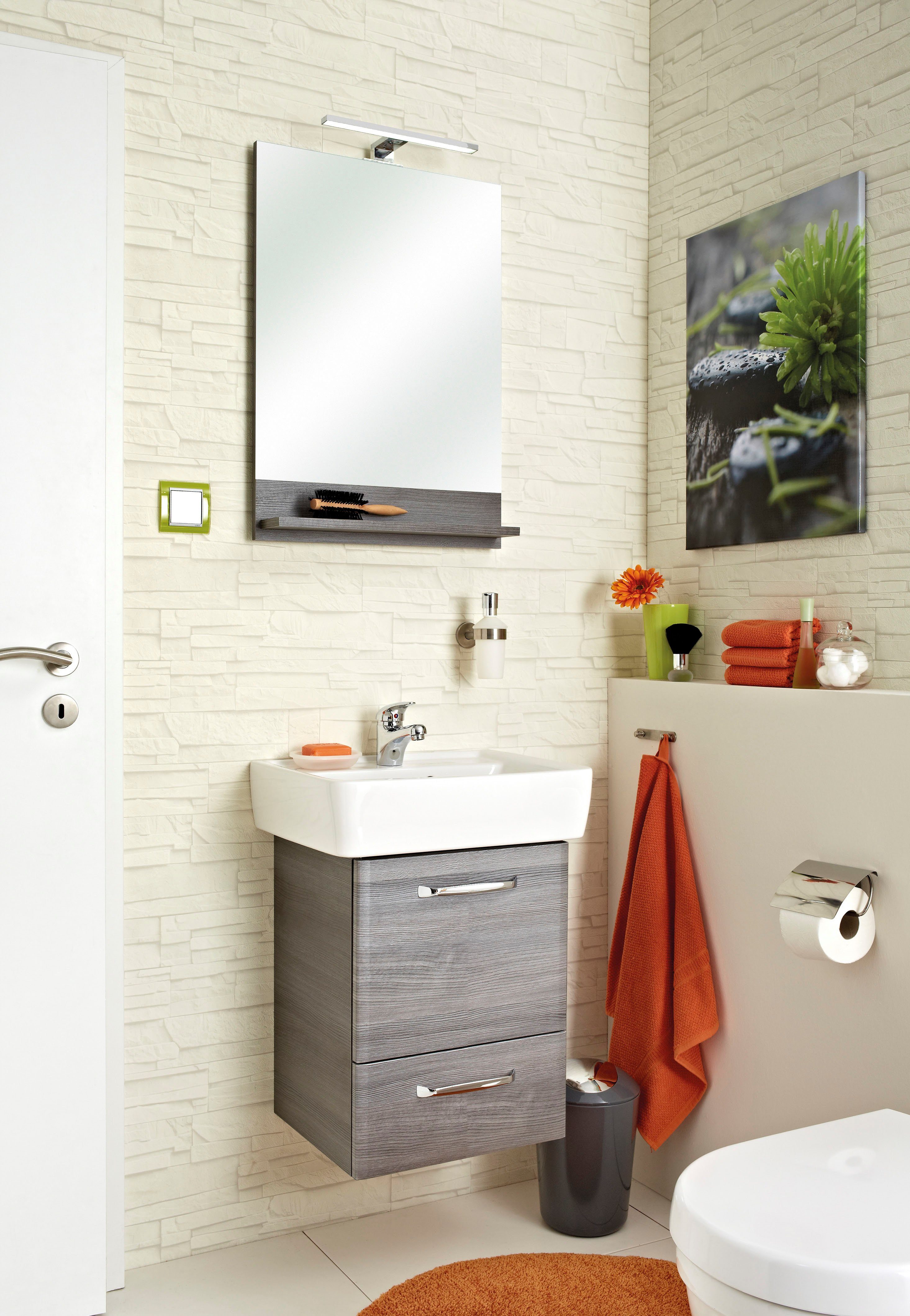 Saphir Led-spiegellamp Quickset LED opzetlamp voor spiegel of spiegelkast, chroom glans Badlamp 30 cm breed, lichtkleur koudwit, kunststof, 480 LM, 6500K (1 stuk)