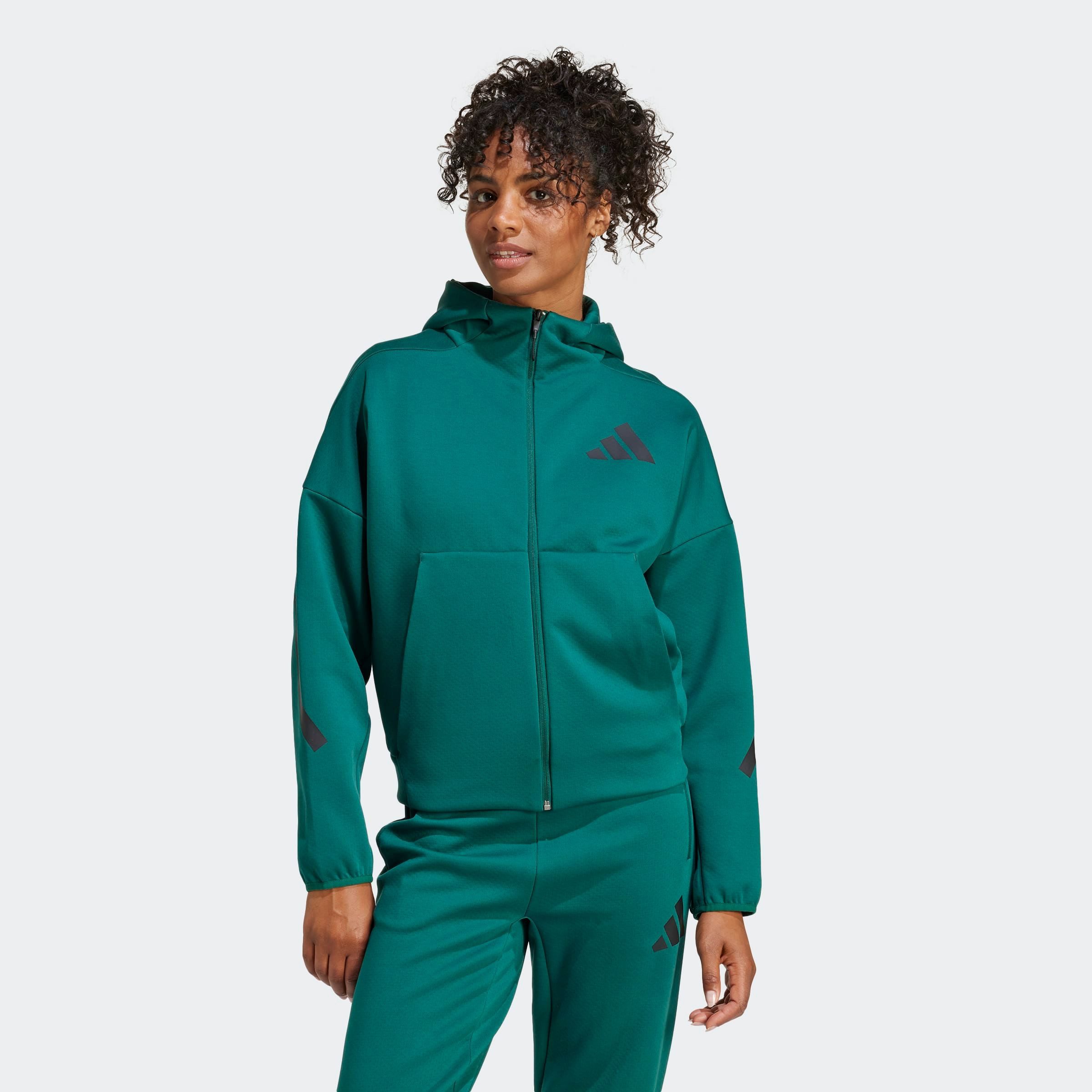 adidas Sportswear Hoodie W Z.N.E. FZ dames truien met capuchon maat XL groen