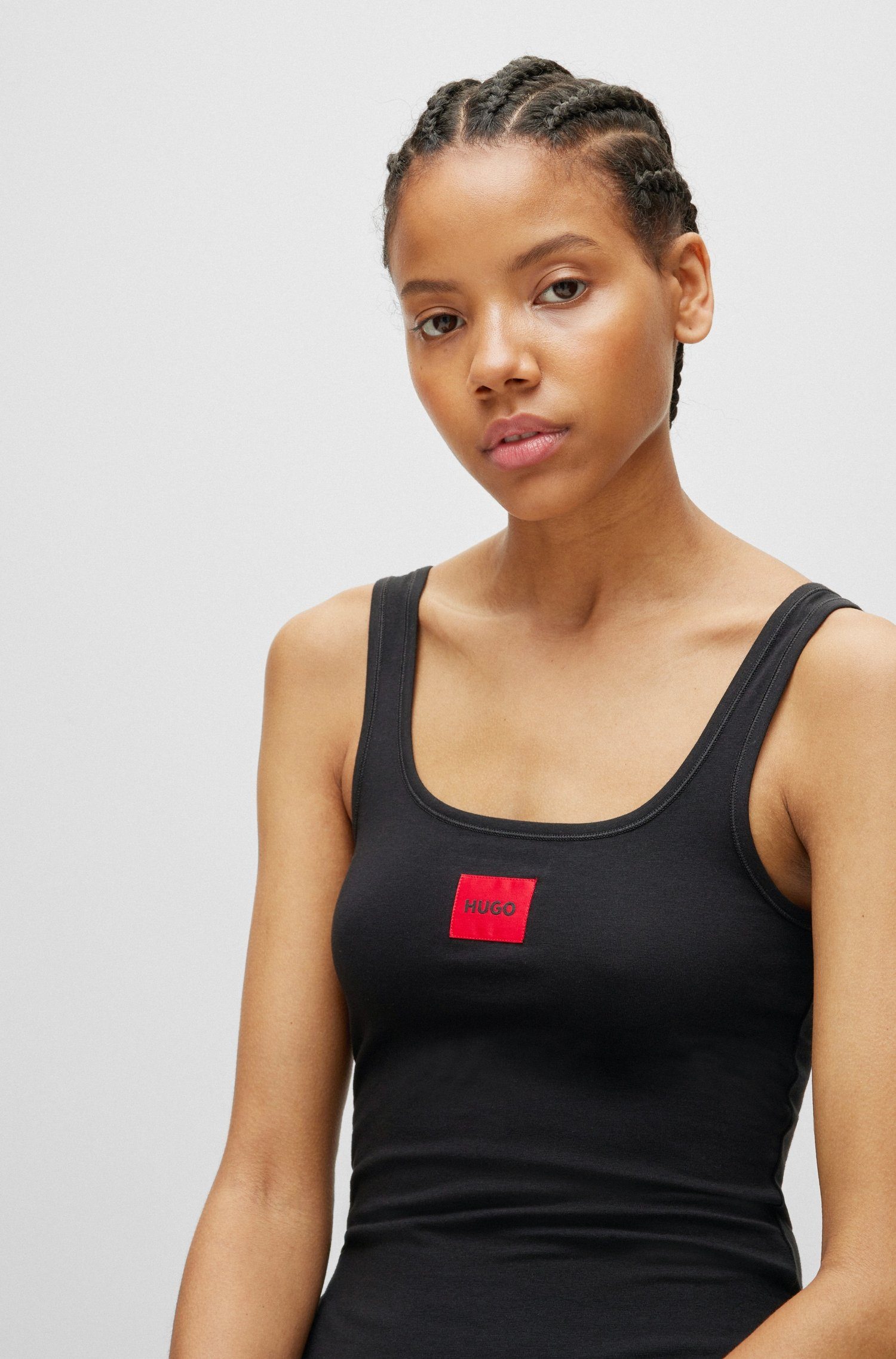 HUGO underwear Top VEST RED LABEL met rode labelpatch