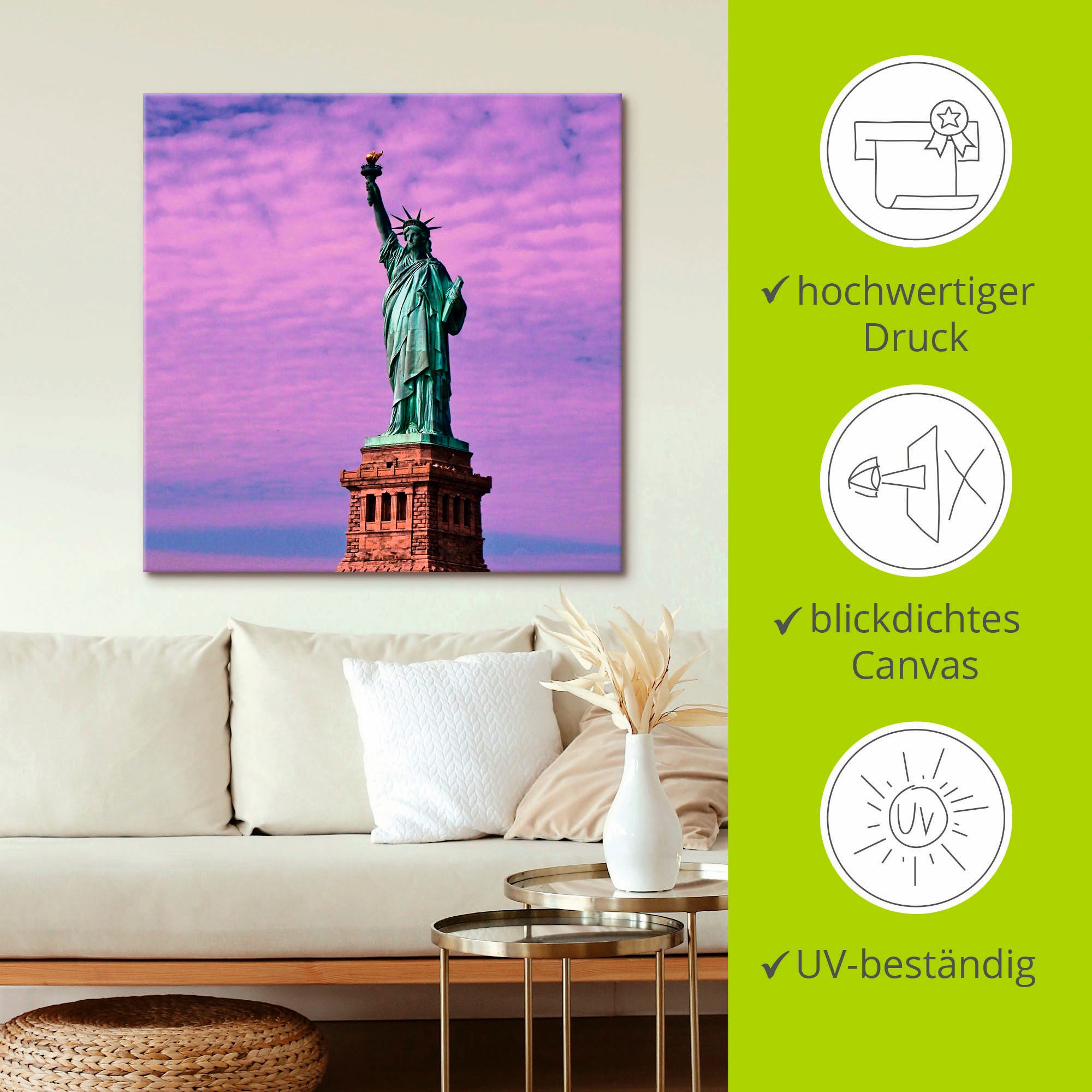 Artland Artprint Vrijheidsbeeld als artprint op linnen, poster in verschillende formaten maten