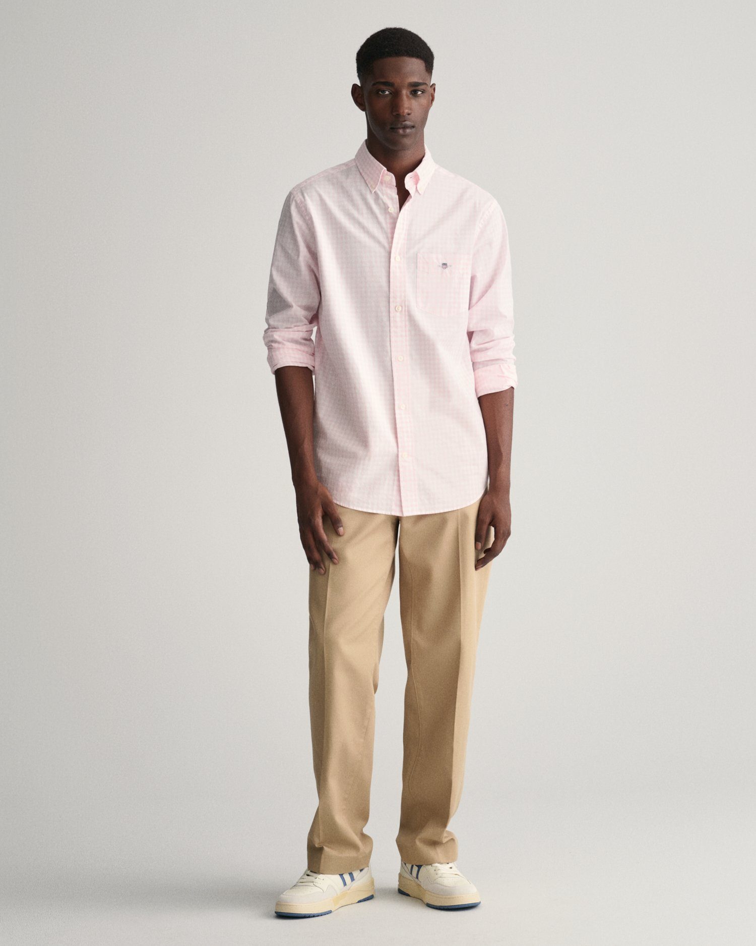 Gant Overhemd met lange mouwen REG POPLIN GINGHAM SHIRT met logoborduursel op borsthoogte