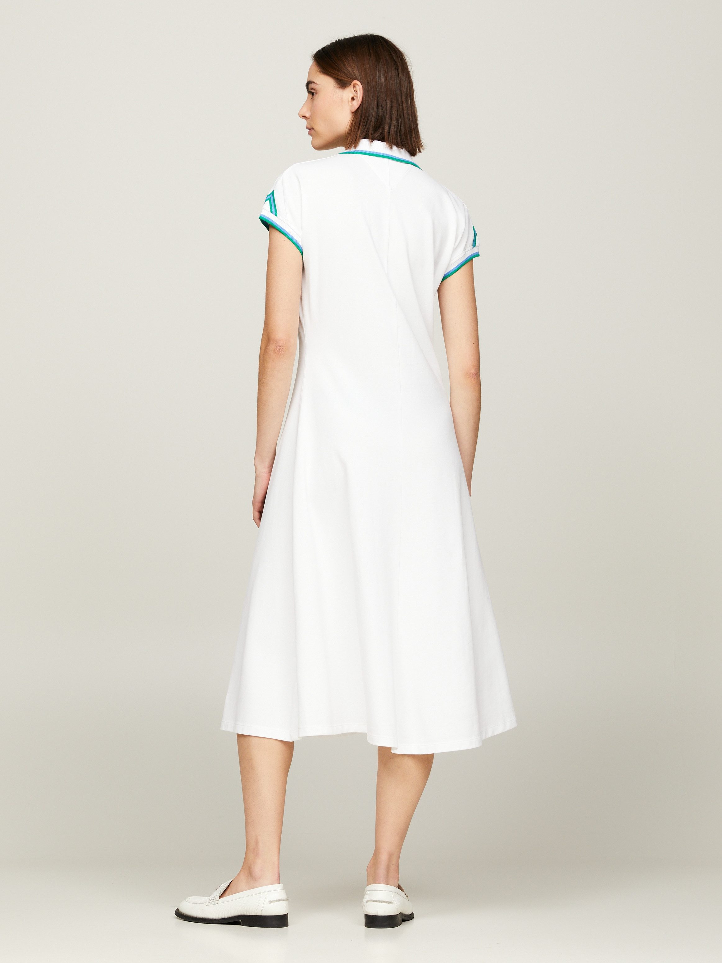 Tommy Hilfiger Polojurk F&F STP SLV KNEE POLO DRESS met contrastkleurige inzetten