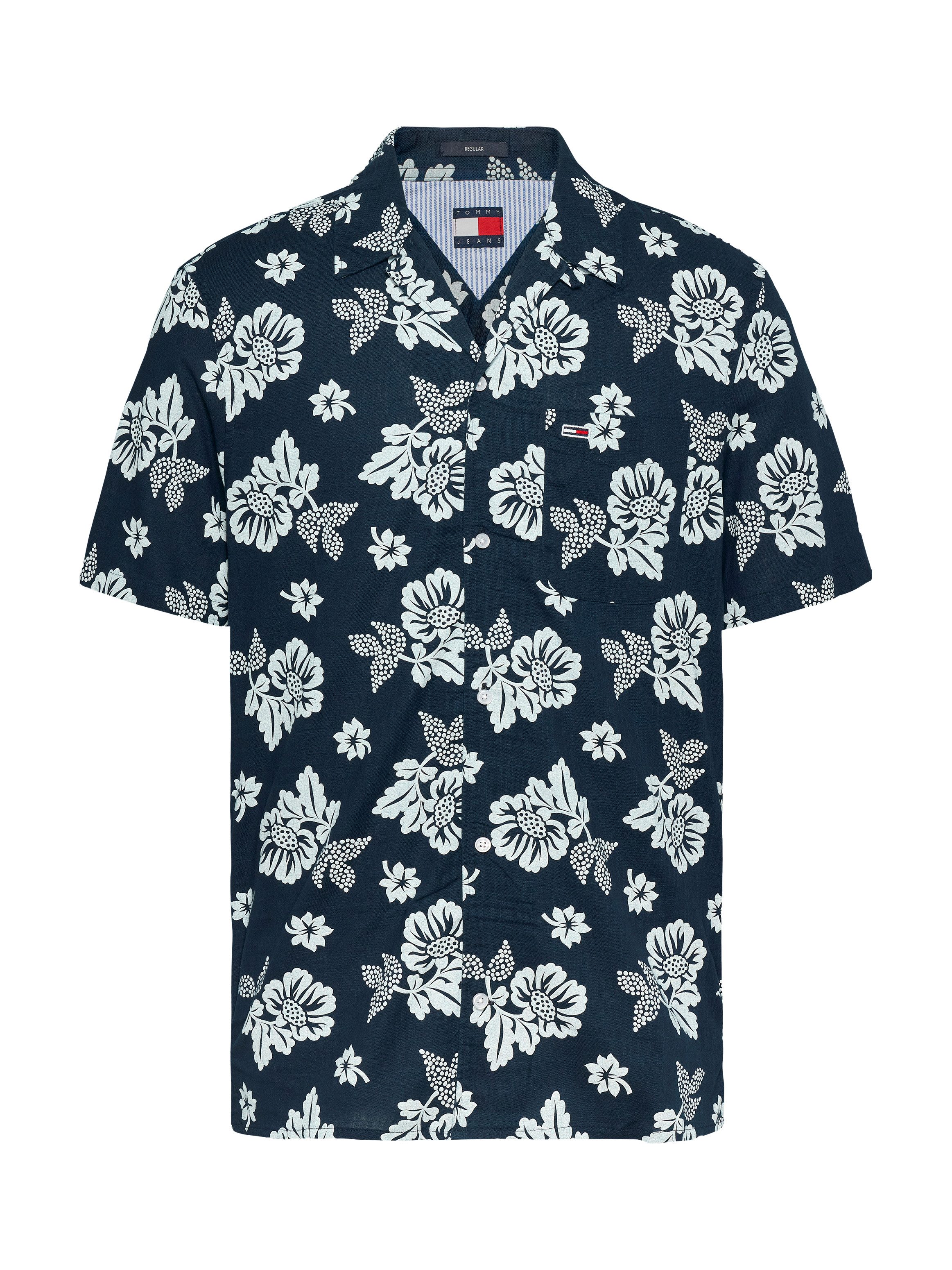 TOMMY JEANS Overhemd met korte mouwen TJM REG SLUB AOP SS SHIRT EXT