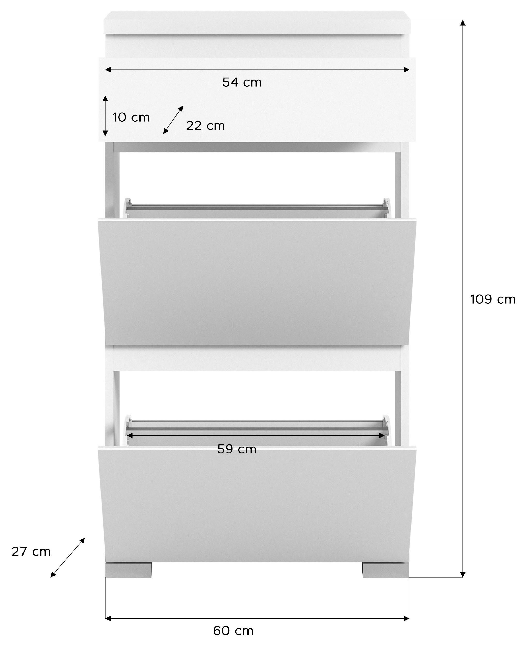 INOSIGN Schoenenkast Skoskap, Diepte 27 cm, 2 Deurtjes, 1 Lade, plaats voor 6 paar schoenen