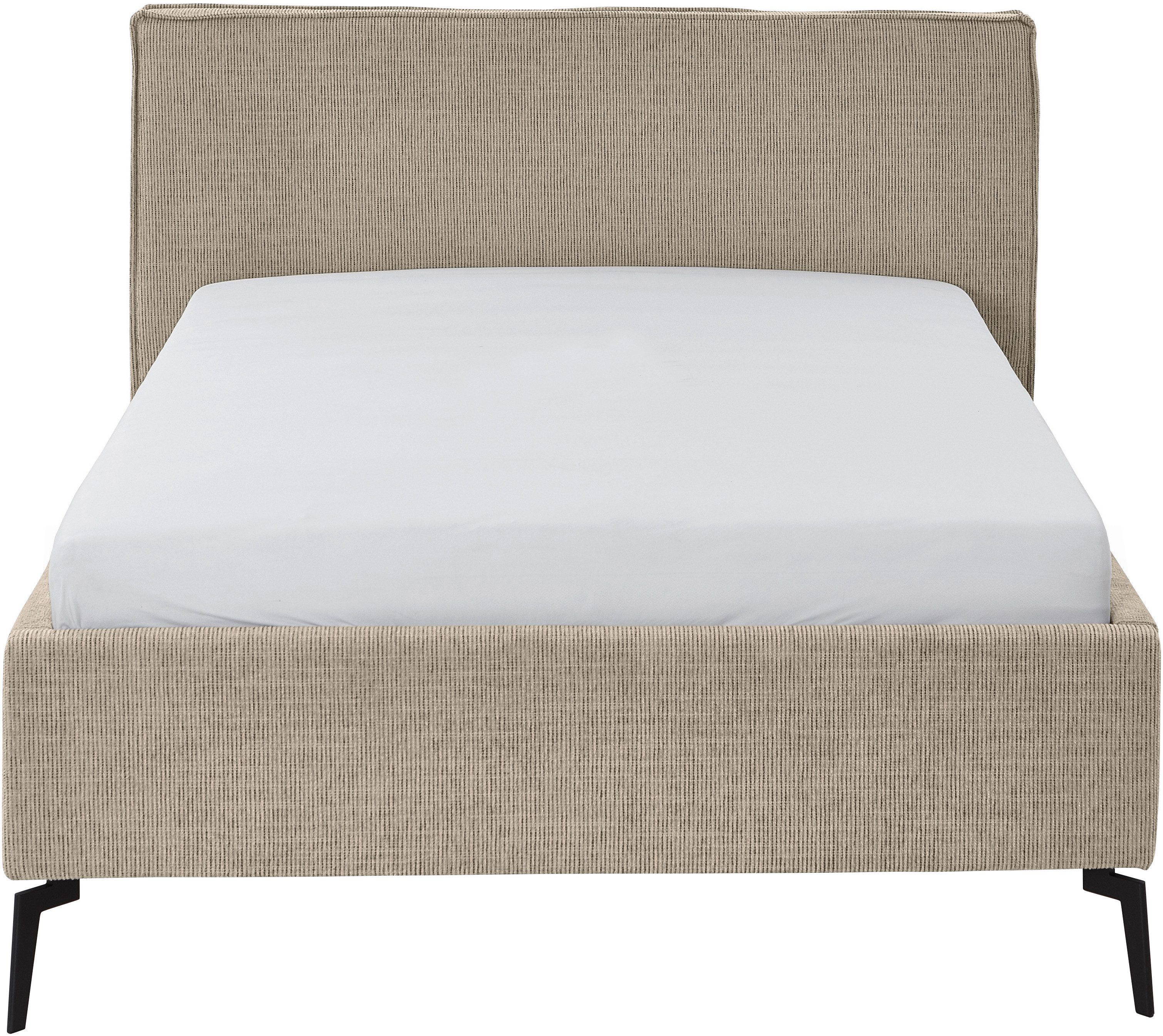 meise.möbel Gestoffeerd bed Riva II met zwarte metalen poten, naar keuze met bedkist